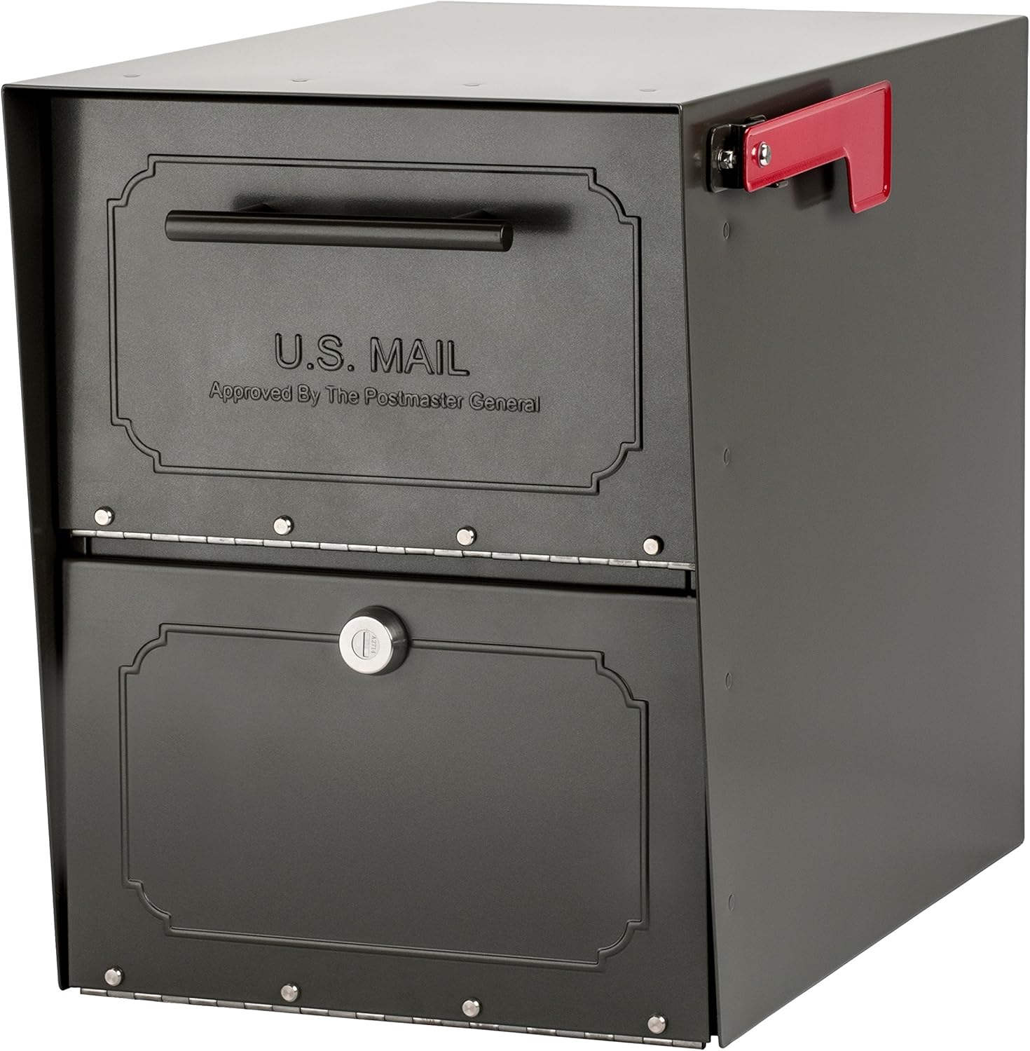Architectural Mailboxes 6200Z-10 Oasis Classic Locking Post Mount Mailbox, 18"D x 11.5"W x 14"H ,Graphite Bronze Graphite Bronze Mailbox