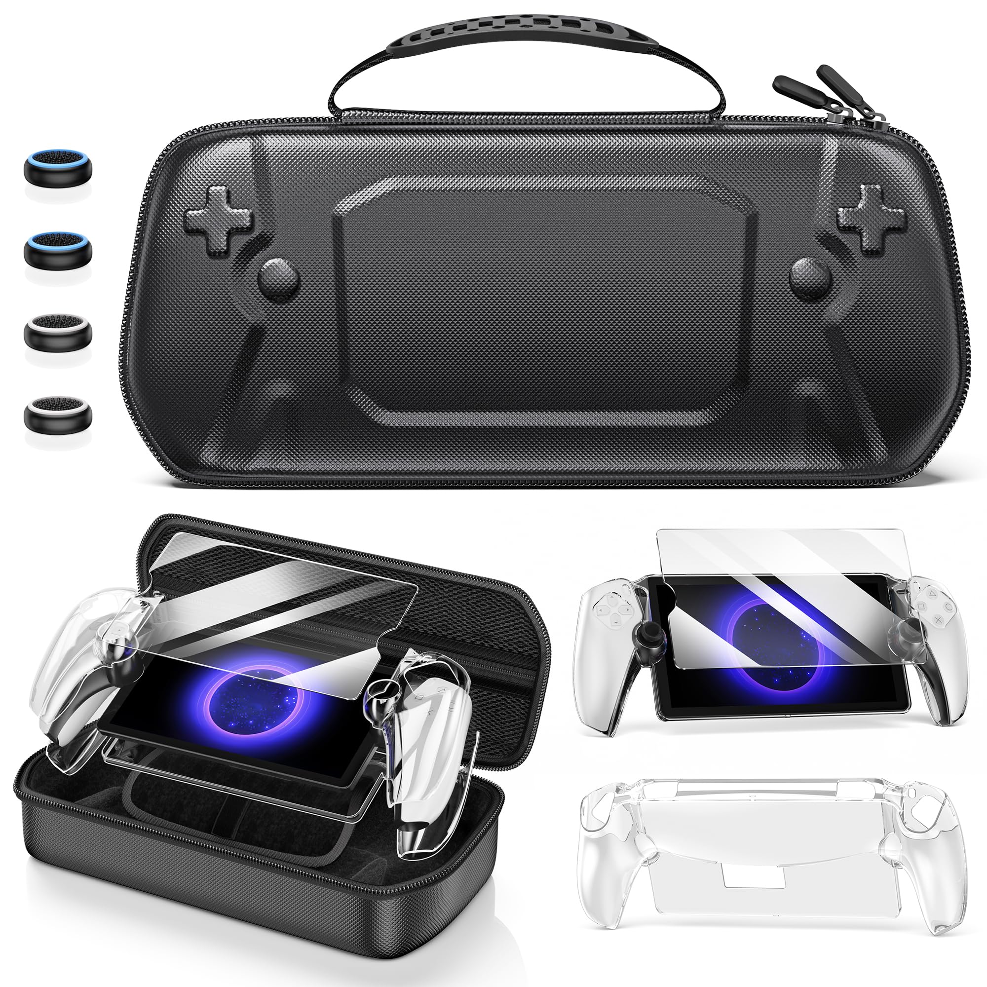 Svetaecho 8 in 1 Accessories Set Bundle Compatible with PlayStation Portal Remote Player Carrying Case with with Holder