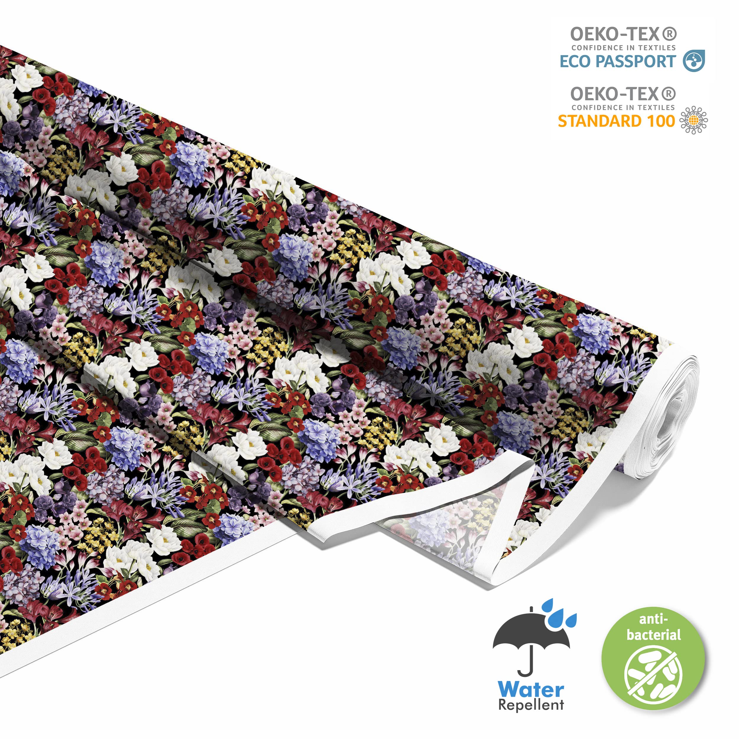 HEKO PANELS Stoff Oxford Wasserdichte Meterware Canvas-Stoff Polyester Stoff Zum Nähen Nähstoffe Dekostoffe Wasserabweisend Blickdicht Bunte Wildblumen 5 Meter 155 x 500 cm