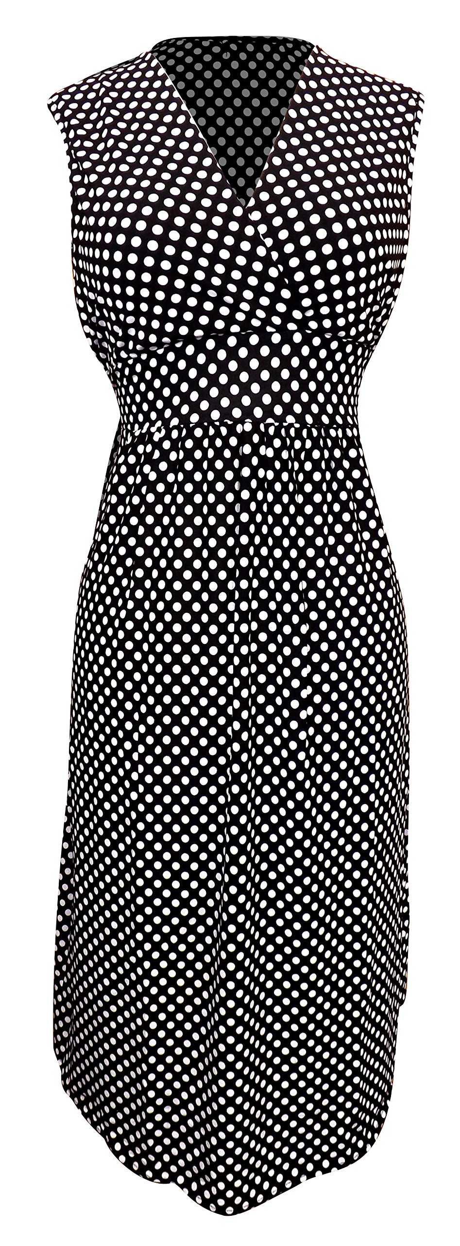 Peach Couture Classic Chic Sleeveless Surplice Knit Adjustable Waist Polka Dot Dress