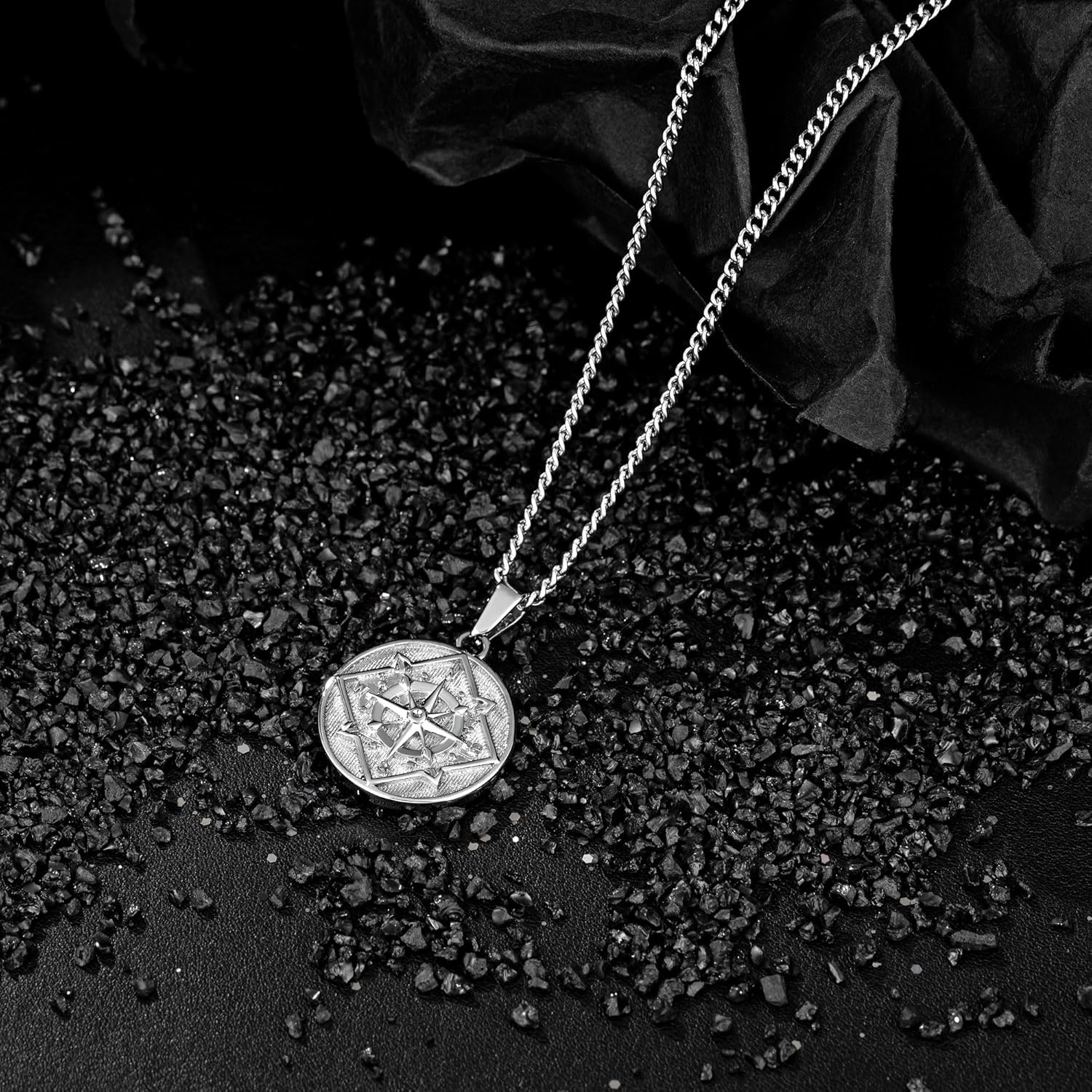 murtoo Compass Pendant Necklace for Men, Gold Silver Stainless Steel Mens Compass Necklaces, Stylish Jewelry Gift for Men Him Her - Image 6