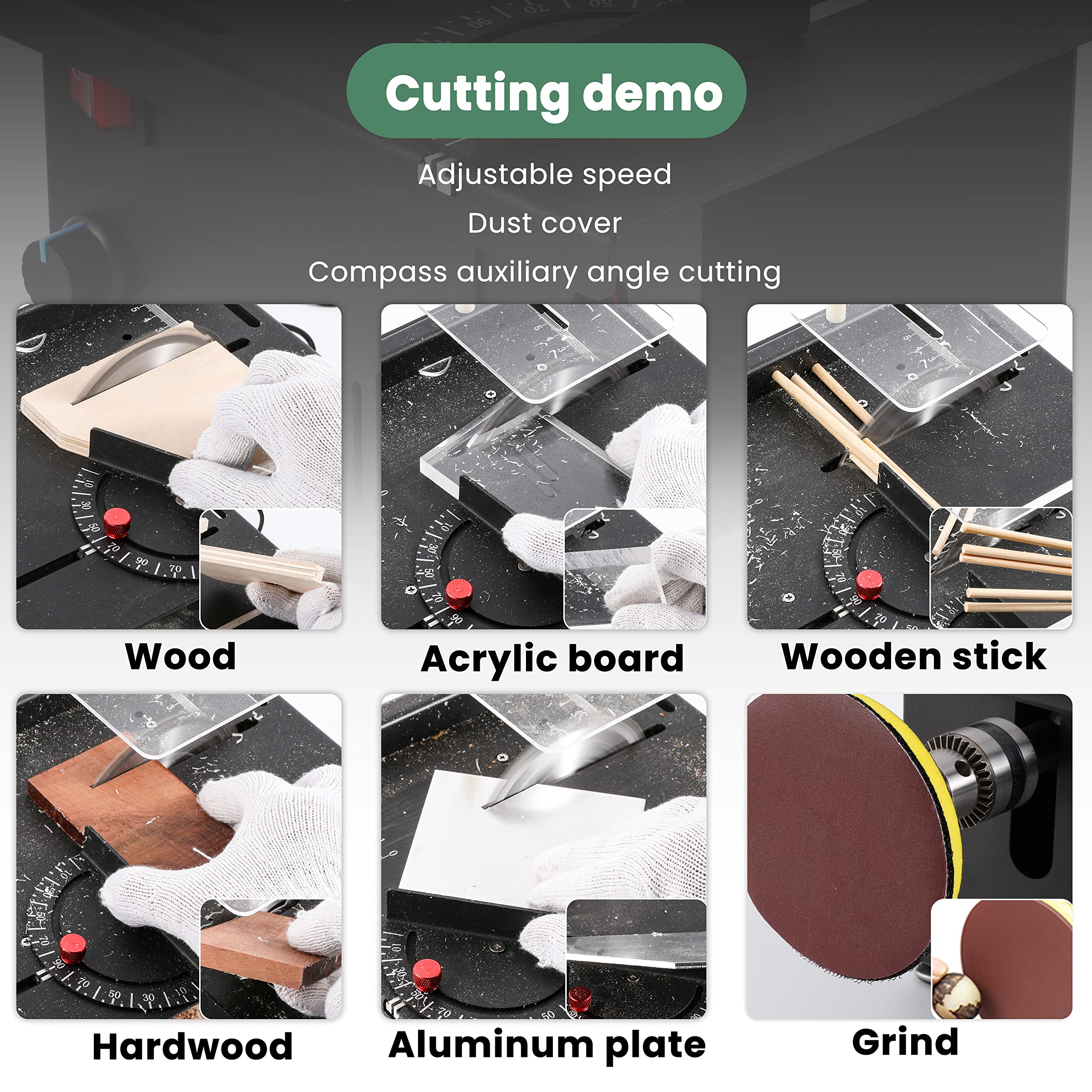 Huanyu Mini Table Saw 30MM Upgraded Precision Table Saws Woodworking Lathe Polisher machine