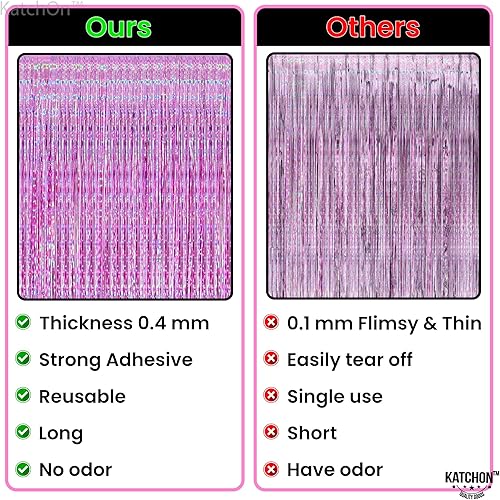 Miniatura 4 de KatchOn, Cortina holográfica de flecos de papel de aluminio púrpura, extragrande, 3.2 x 8 pies, paquete de 2  Serpentinas para decoraciones de