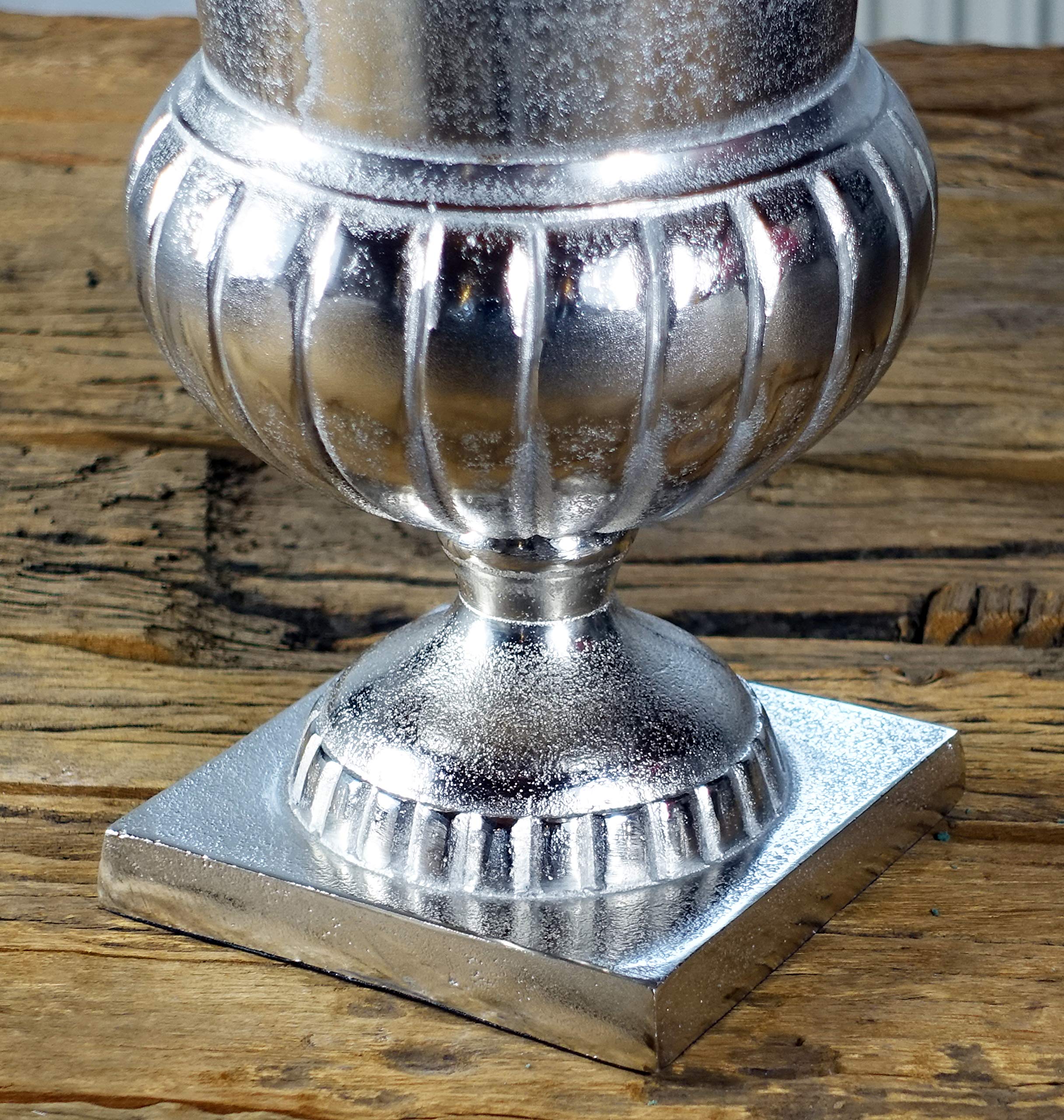 MichaelNoll Vase Blumenvase Gefäß Pokalvase Dekovase Aluminium Silber Luxus, Deko Modern, Wohnzimmer, Schlafzimmer, S 29 cm