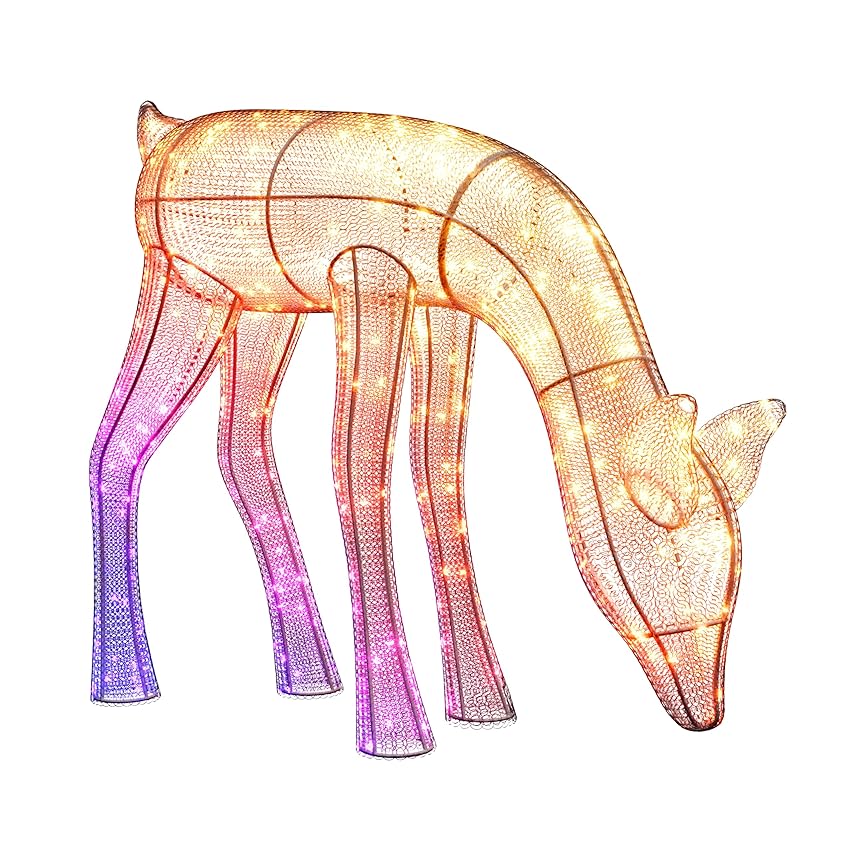Twinkly Reindeers Doe, Renna Luminosa da Esterno Mappabile a LED, 160 LED RGB + Luce Bianca Calda, Altezza 75cm, Compatibile con Alexa e Google Home, IP44, Luci di Natale da Esterno Controllate da App