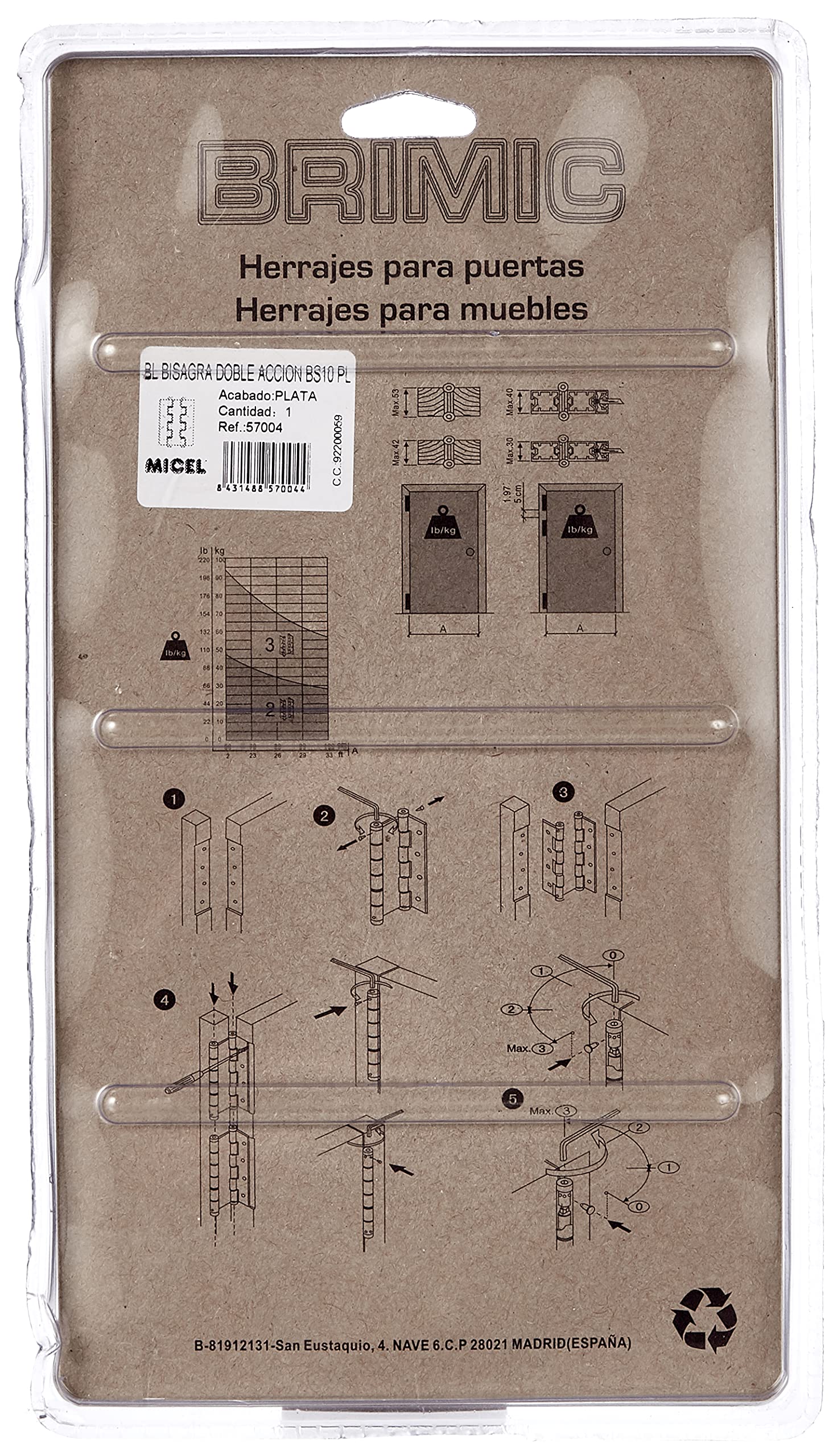 Micel 2930D3-Cerniera a Doppia Azione: Argento