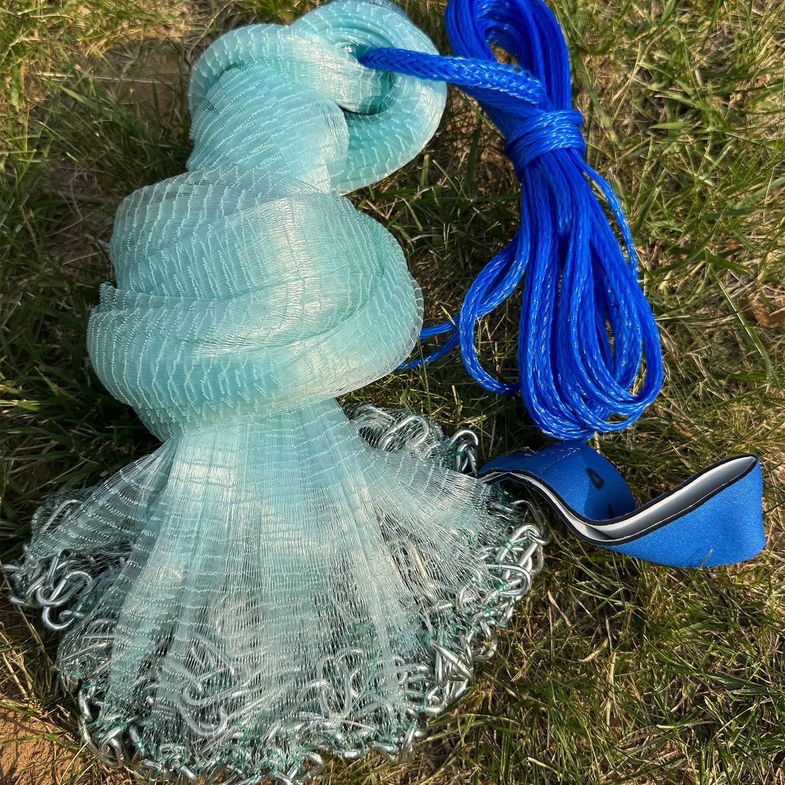 Red de lanzamiento fácil para pesca con parte inferior de cadena, radio de 4 pies a 12 pies, tamaño de malla de 2/7 pulgadas, red de fundición para todos los pescadores, redes fundidas para pesca