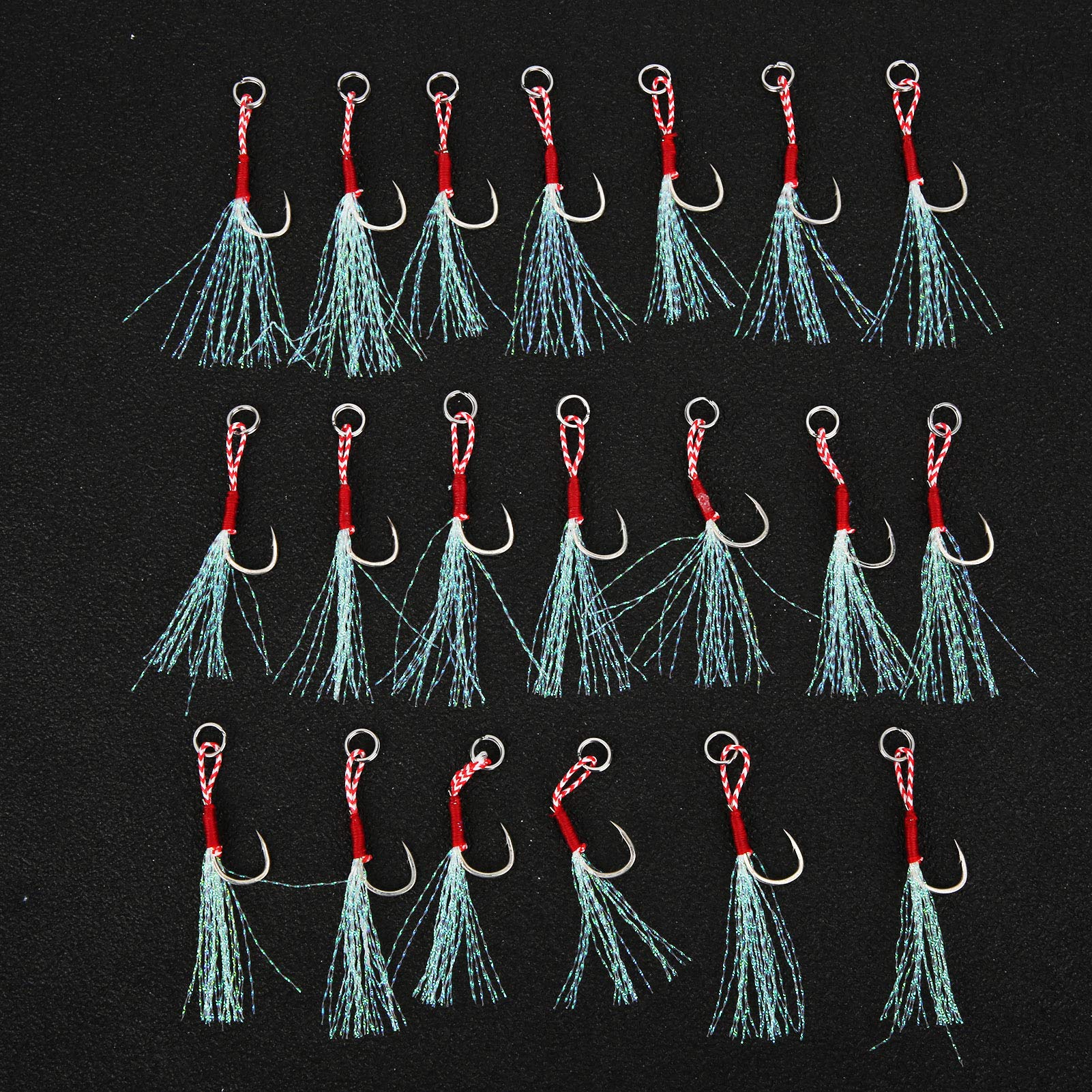 20pcs Hameçons De Pêche Haut De Gamme Avec Ligne Lumineuse - Acier Carbone Haute Résistance, Double Crochet Lumineux Pour Pêche En Mer