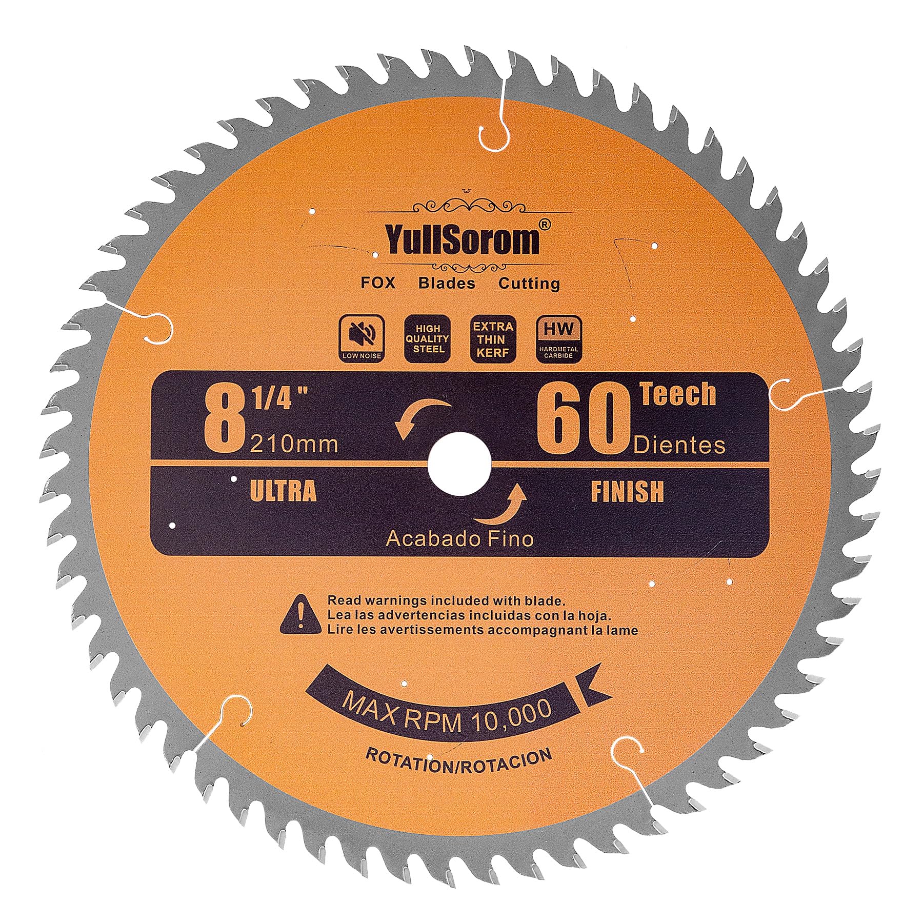 8-1/4-Inch Circular Saw Blade 60 Tooth Fine-Finish TCT Carbide-Tipped Table Saw Blade with 5/8" Arbor for Wood Cutting