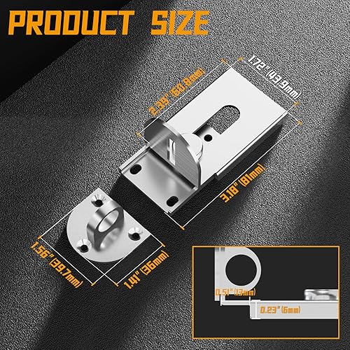 Miniatura 2 de Cerradura de puerta corredera, cerradura de cerrojo de puerta de 90 grados, candado de seguridad de ángulo recto de acero inoxidable con tornillos