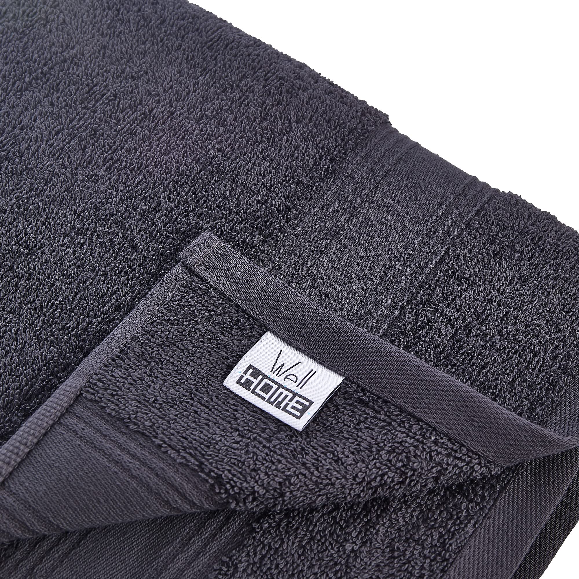JUEGO DE 6 TOALLAS DE BAÑO: 2 TOALLAS DE CORTESÍA 30X50 ; 2 TOALLAS DE LAVABO 50X90 ; 2 TOALLAS DE DUCHA 70X140CM 450 GR/M2 100% ALGODÓN GRIS OSCURO