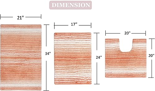 Miniatura 2 de Home Weavers Colección Gradiation 100% algodón para decoración de baño, alfombra lavable, tapete de baño, tapete de cocina, juego de alfombras de