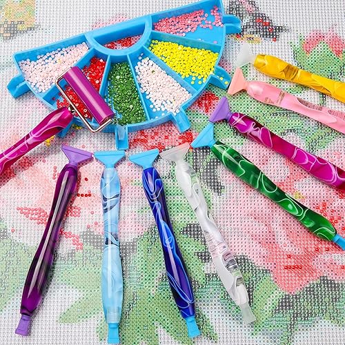 Miniatura 3 de RovyFota Bolígrafo de pintura de diamante actualizado con puntas de rosca de tornillo, 13 bolígrafos de arte de diamante, bolígrafos de pintura de