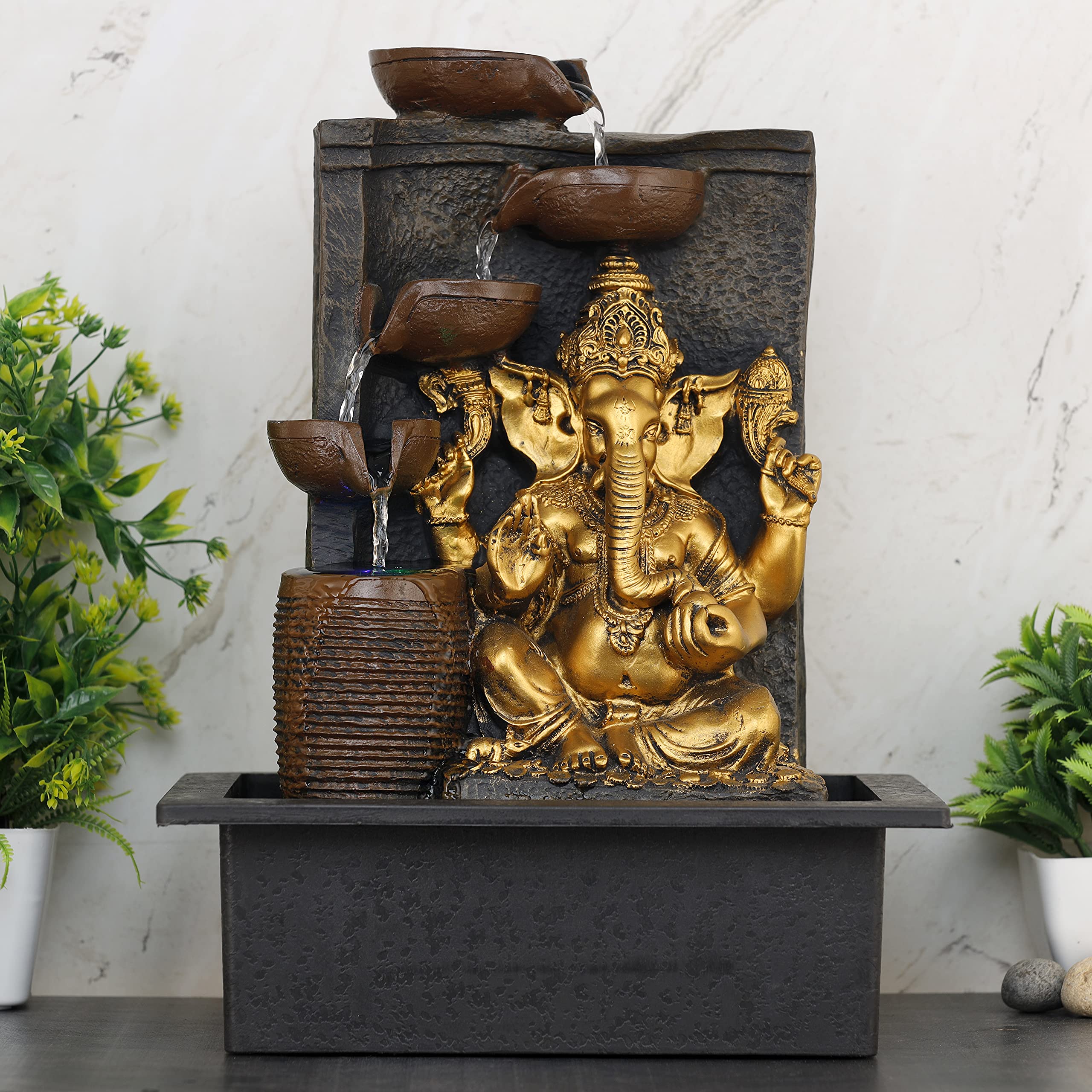 Global Grabbers Polyresin Table Top Indoor Outdoor Water Fall Fountain with LED Lights Home Decor Decoration Gift Gifting Items-GOL_BRO-SF29-(000)-image-19