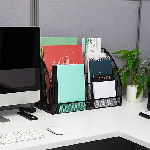 Miniatura 2 de Mind Reader Clasificador de correo de 4 niveles, organizador de escritorio, almacenamiento de archivos, revista, oficina, malla metálica, 17.75