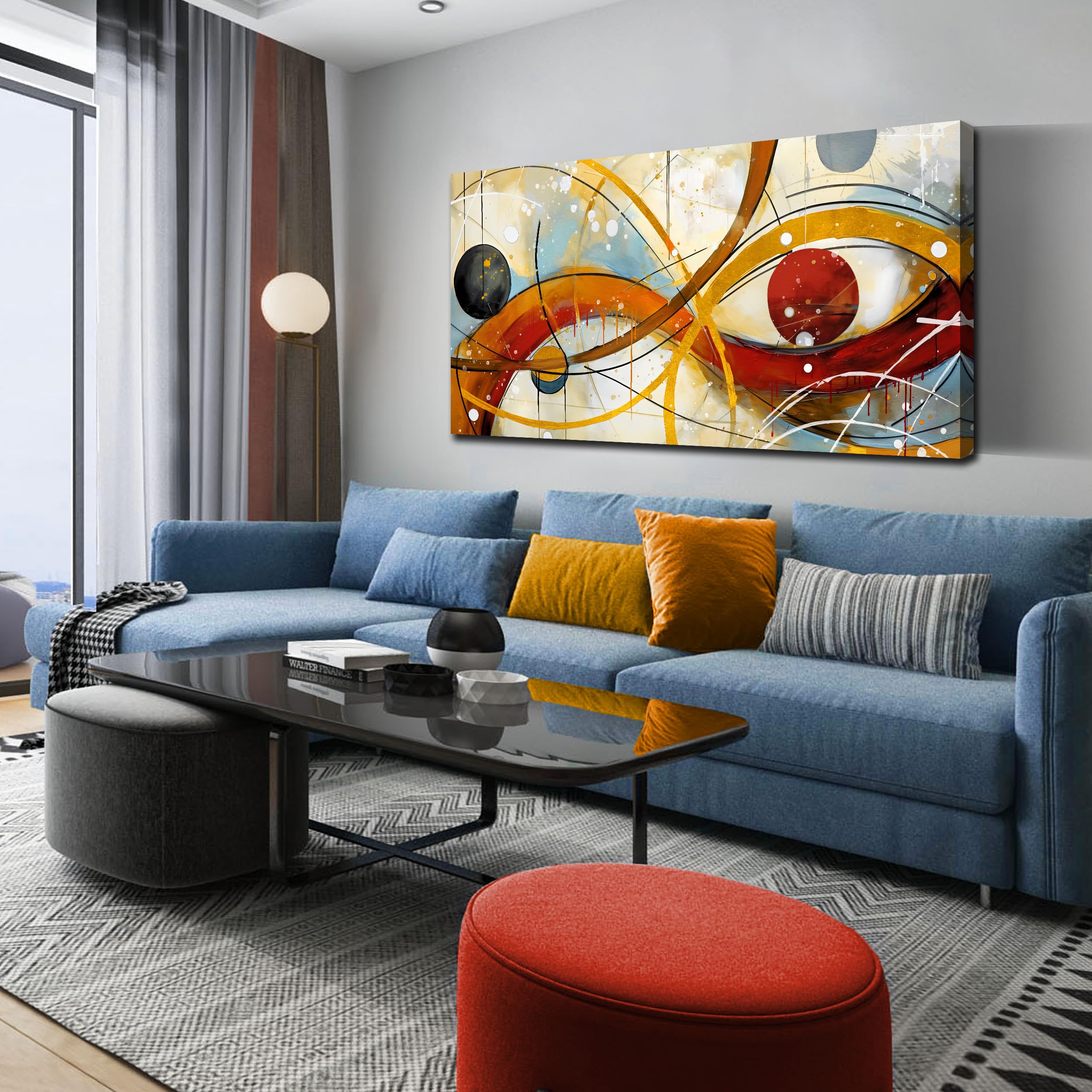 Large Abstract Canvas Wall Art for Living Room Bedroom Home Office Modern Wall Decor Line Geometric Abstract Picture Framed Canvas Prints Size 30x60