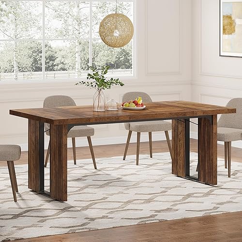 Miniatura 3 de Tribesigns 71" Large Dining Table for 6 to 8 People, Rustic Farmhouse Style Dinner Table, Rectangular Dining Table for Kitchen, Dining Room & Living