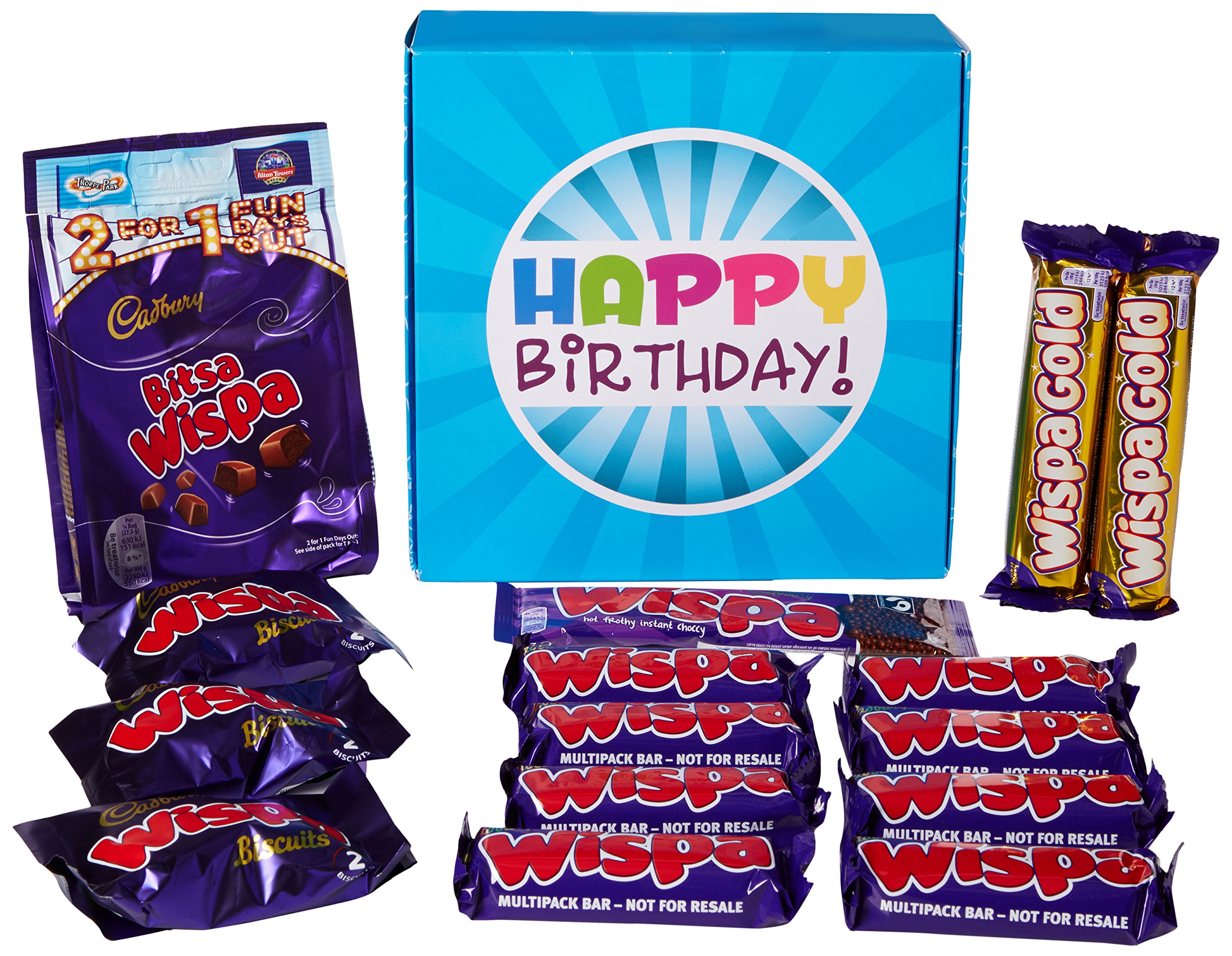 The Ultimate Cadbury Wispa Chocolate Lovers Happy Birthday Gift Box - by Moreton Gifts - Full of Wispa Bars, Biscuits Hot Chocolate and Wispa Gold