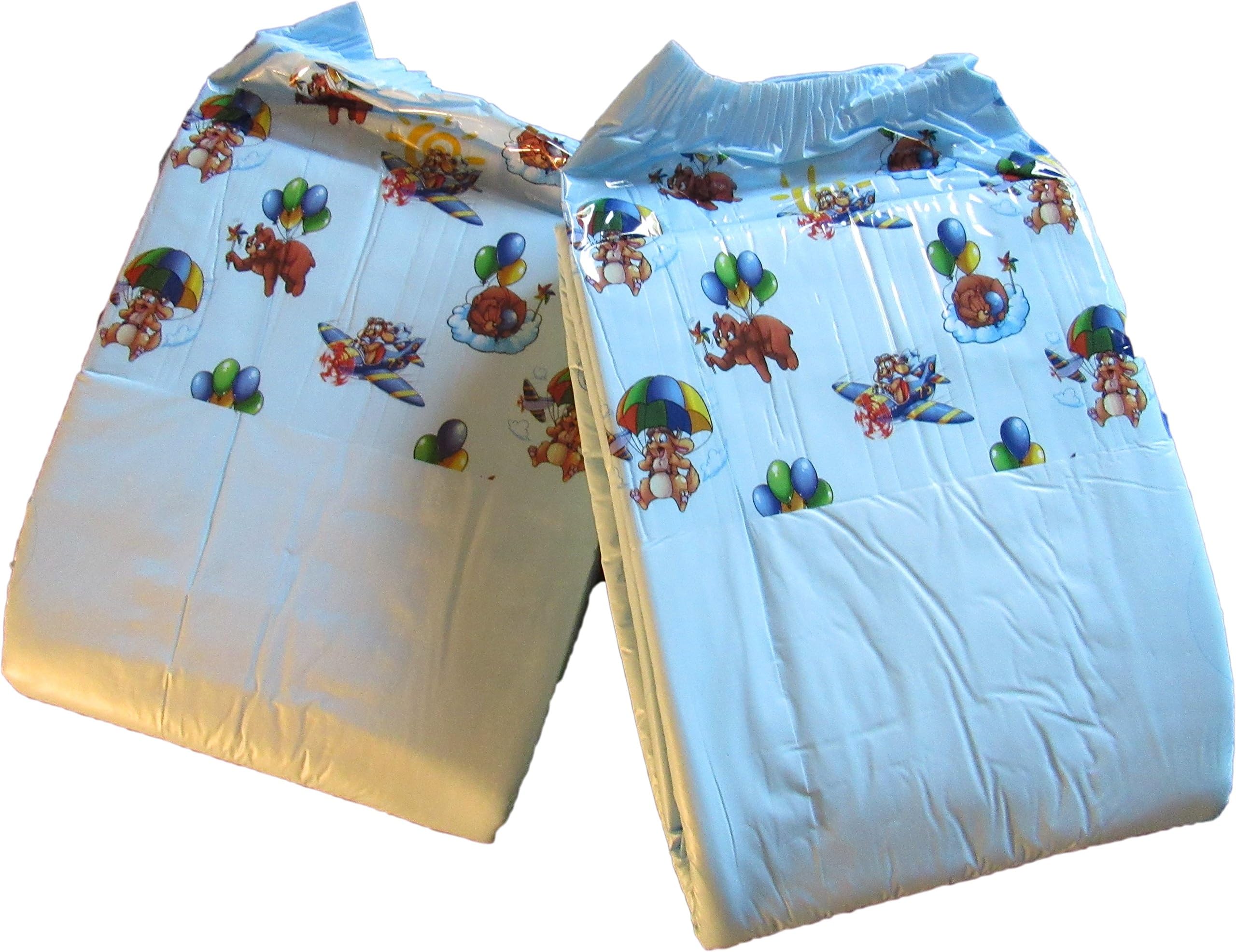 2 Diapers - DC Idyl (2017) - Medium/Large - Light Blue Theme! Plastic-Backed Adult Baby (Medium, No Scent)