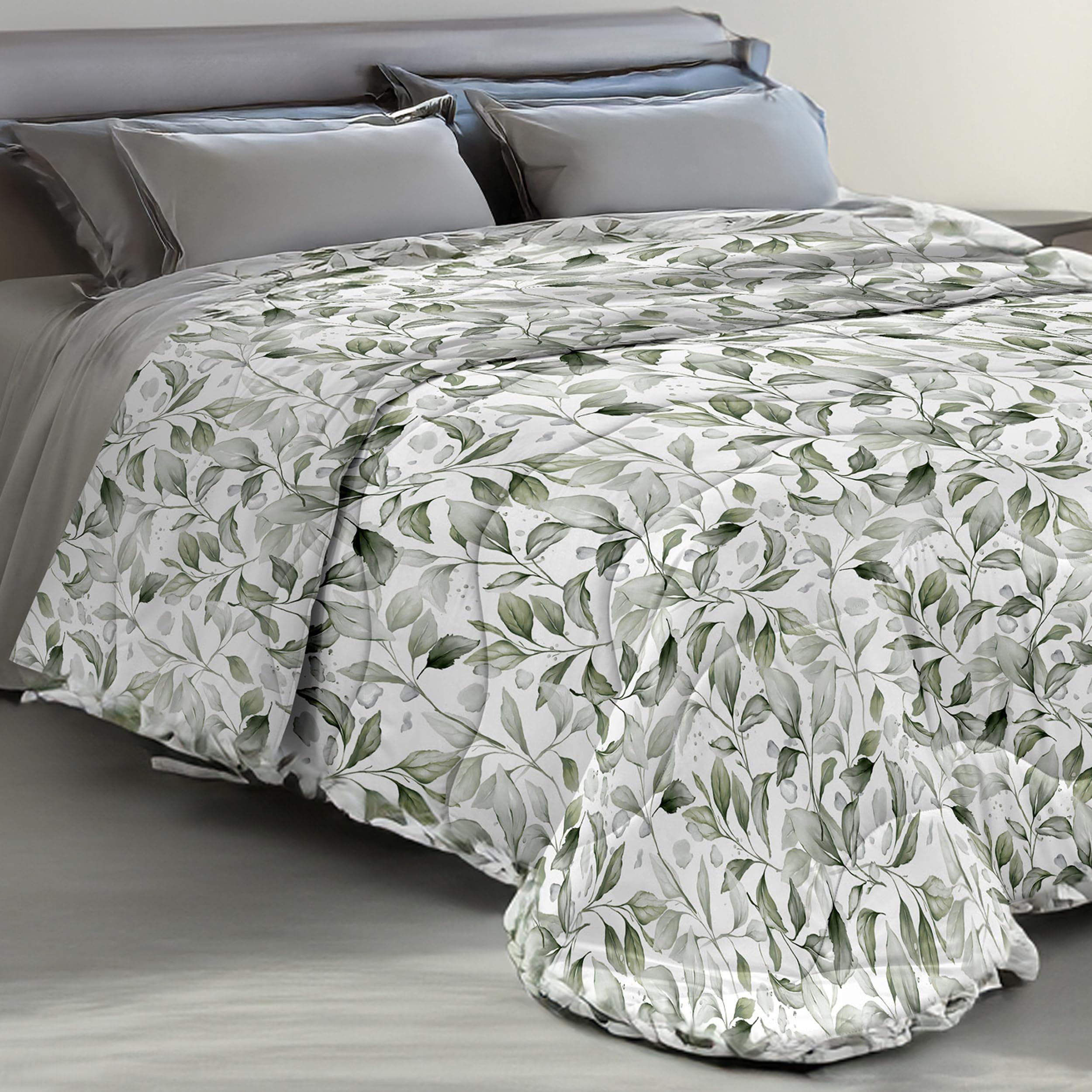Piumone Invernale Made in Italy, Piumino Calore d’Inverno Morbido e Soffice, Microfibra Anallergica, Trapunta Stampata Duck Friendly Facile Lavaggio GIOIA - Matrimoniale 260*260 cm, Floreale 60