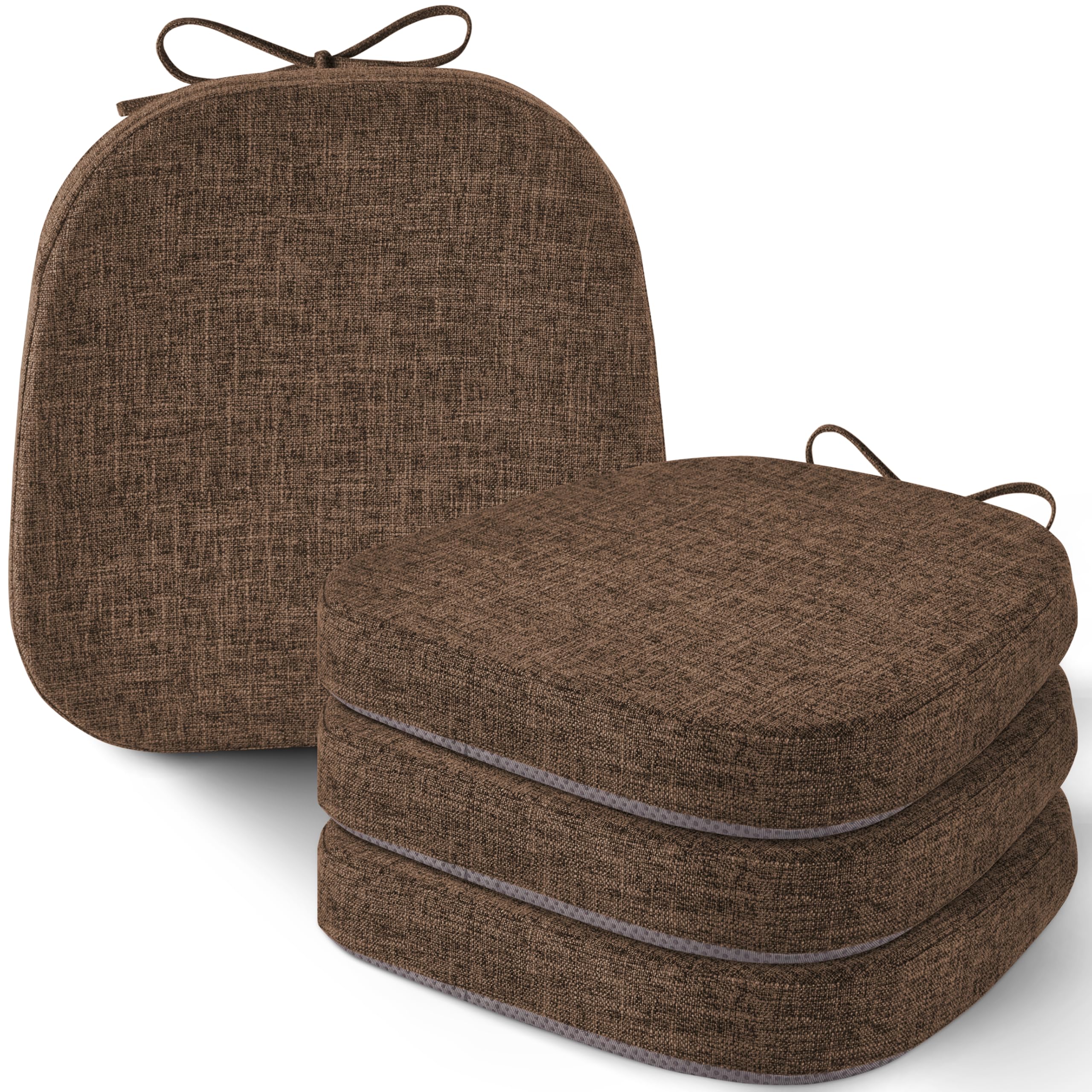 AddGrace 4er-Set Stuhlkissen für Metallstühle, 35x35 cm Sitzkissen Braun