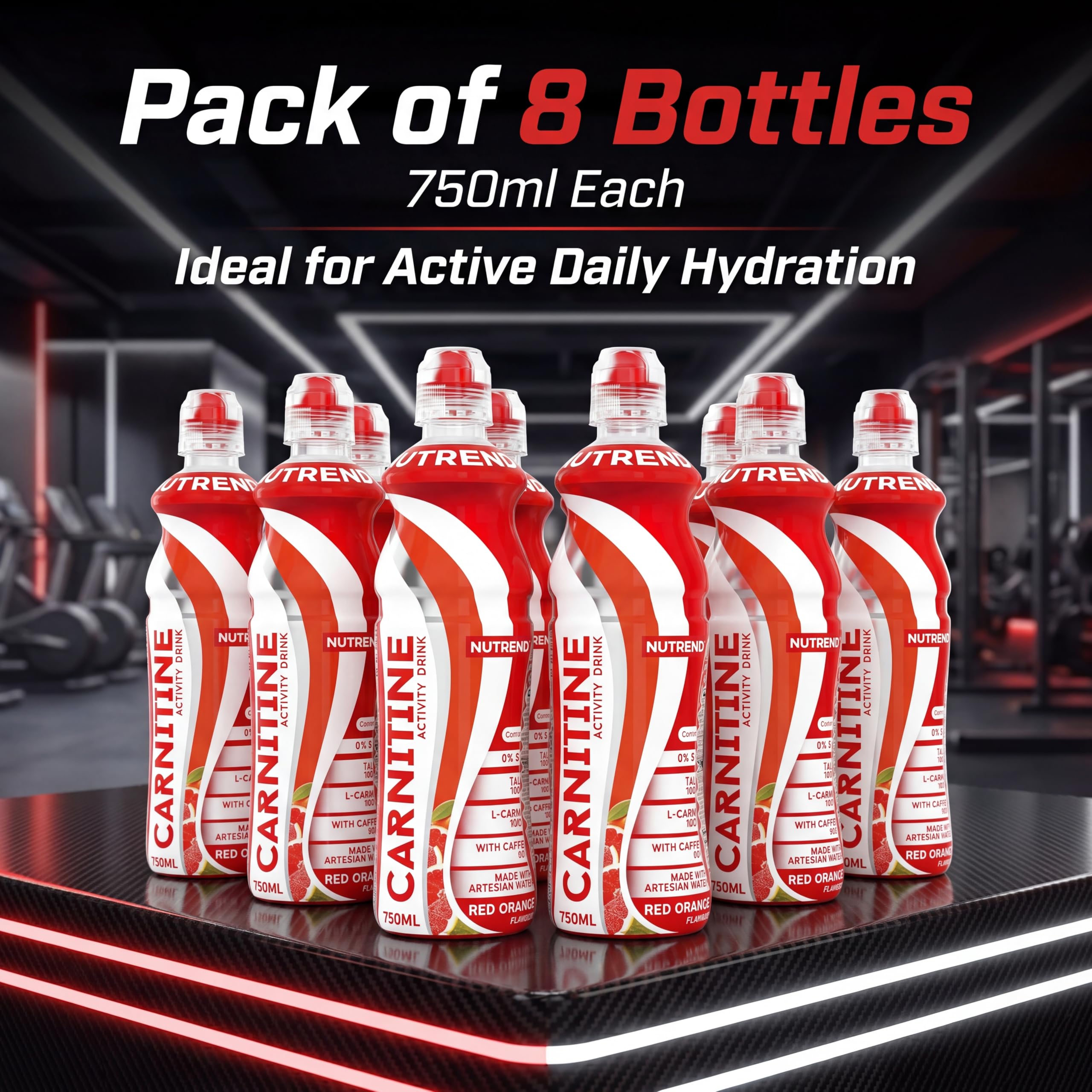 Bebida de Carnitina y Magnesio Nutrend Sabor Naranja Roja 750 ml Pack de 8 – bebida de energía e hidratación
