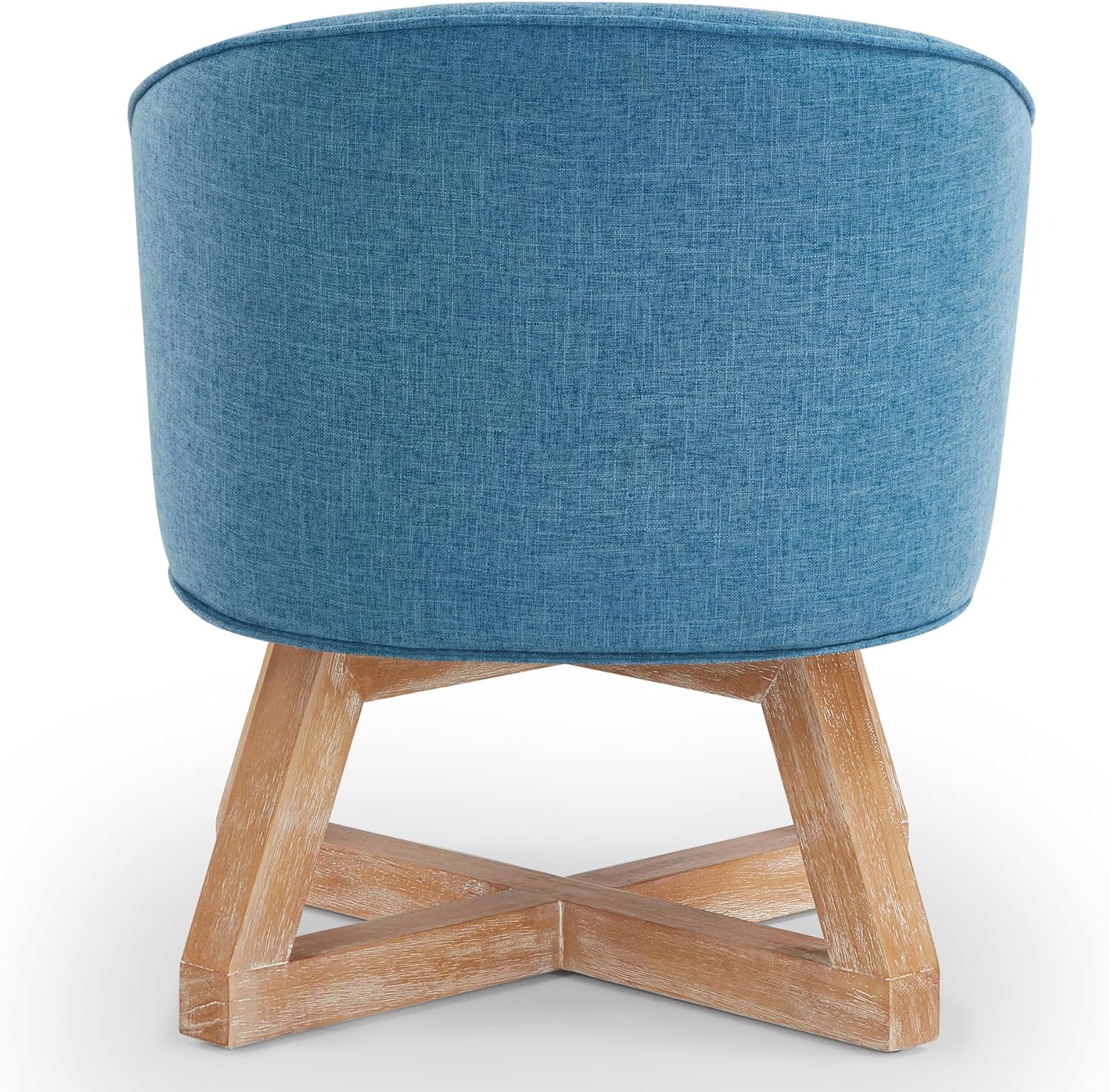 LUMISOL 360° Swivel Chair with Cross Shaped Wooden Base and Solid Wood Legs, Linen Swivel Chair with Upholstered Seats with Curved Backs for Living Room, Bedroom, Office, Light Blue