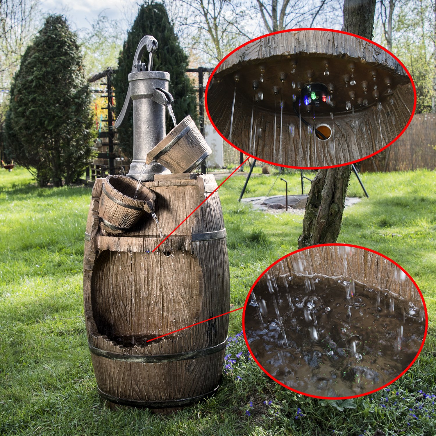 Köhko Gartenbrunnen mit Regenfalleffekt Dölitz 13014 Springbrunnen Wasserspiel
