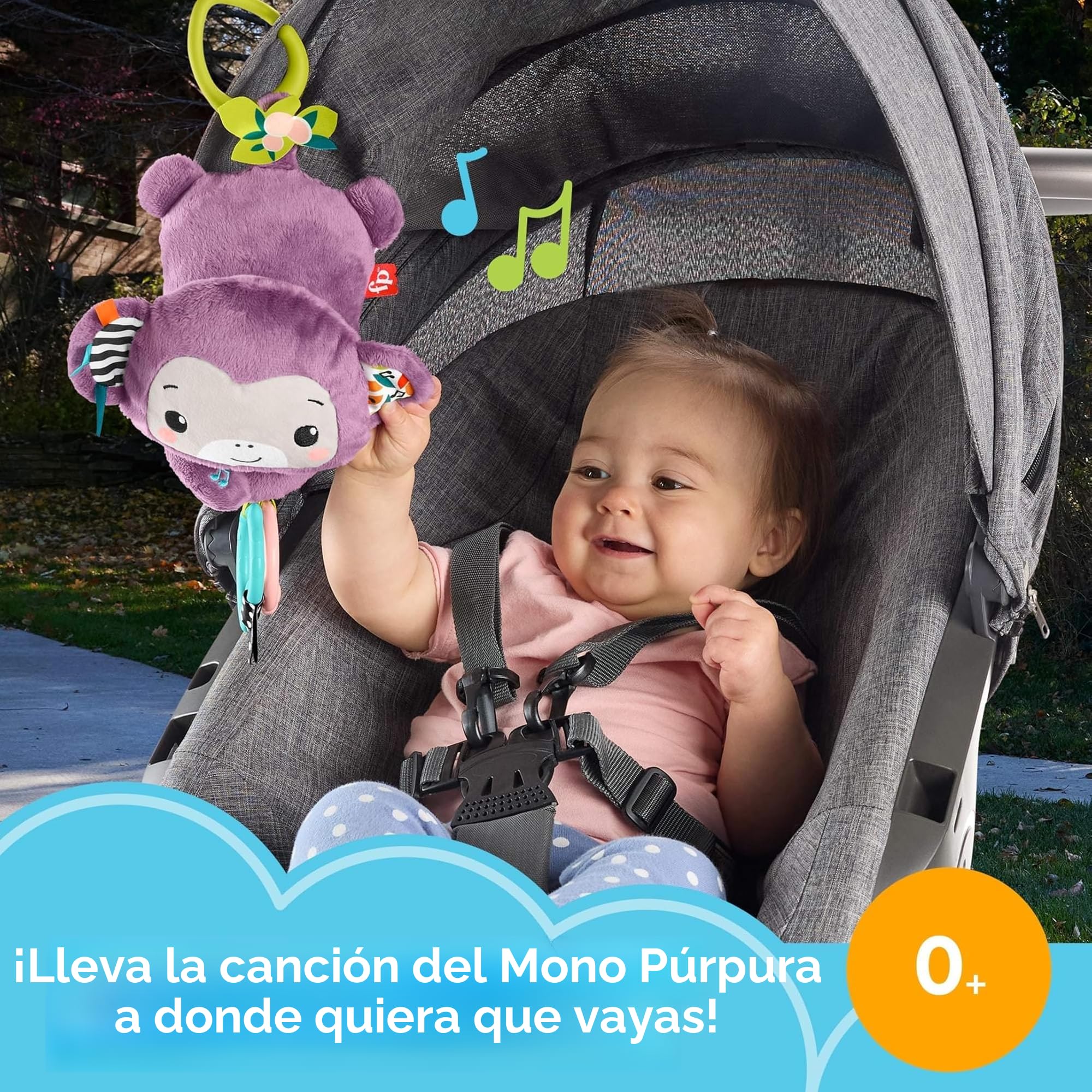 Fisher-Price Mono Morado Hora De Dormir, Peluche Con Respiración Rítmica, Luces Suaves Y Música De 'Maybe', Para Bebés De 0 Meses En Adelante, Lavable A Máquina, JLH41