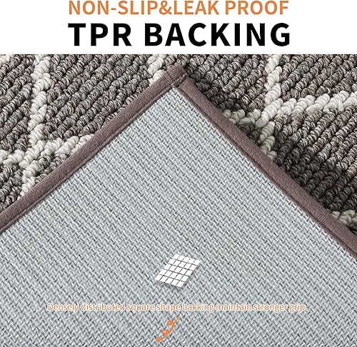Miniatura 3 de BEQHAUSE -Alfombras de cocina antideslizantes para piso, 2 piezas, antideslizantes, lavables, con respaldo de caucho termoplástico, marrón, 24 x 35