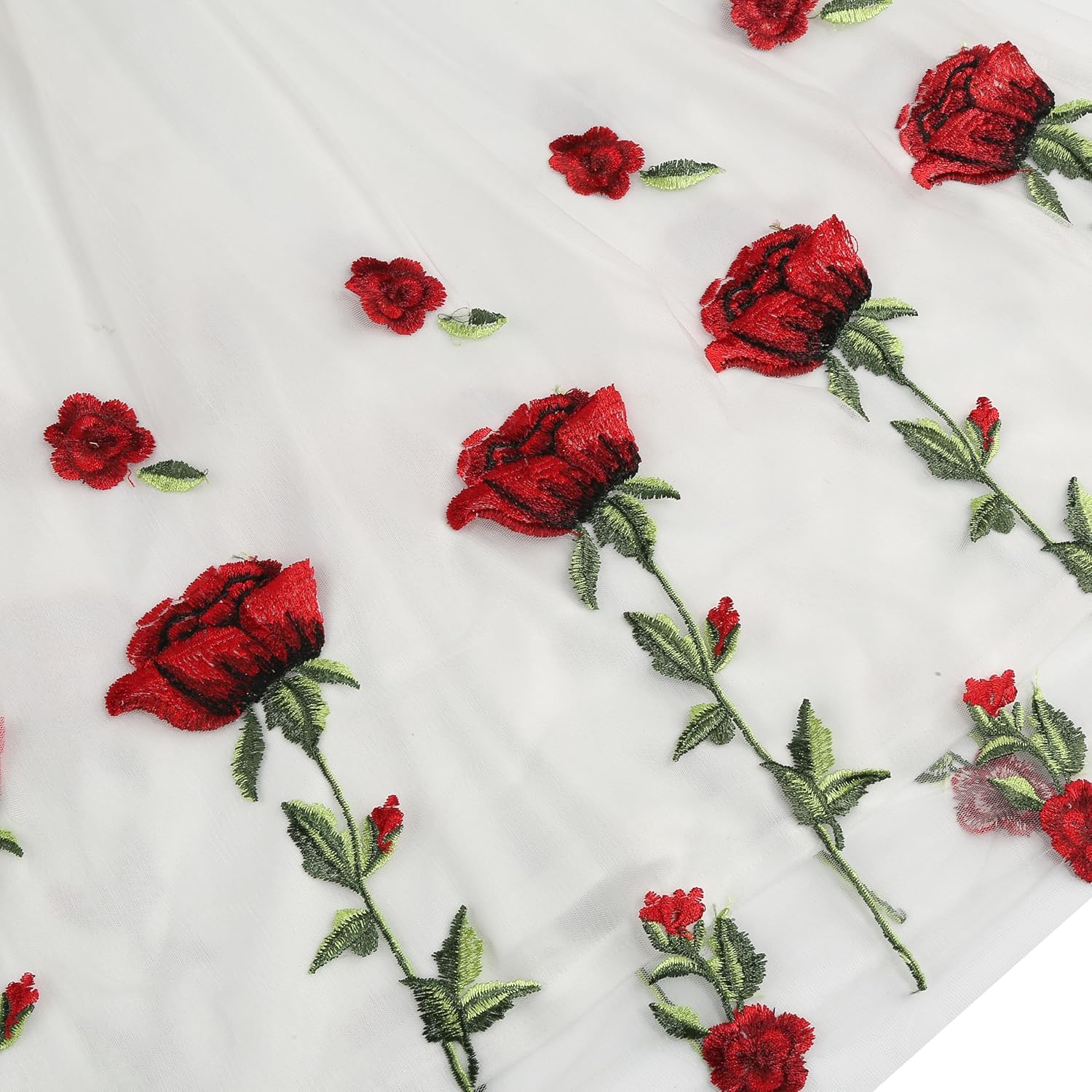 Mesh 3/4 Sleeve Rose Embroidery Dress for Women Floral Embroidered Keyhole Illusion Short Tulle Prom Homecoming Dress - Image 5