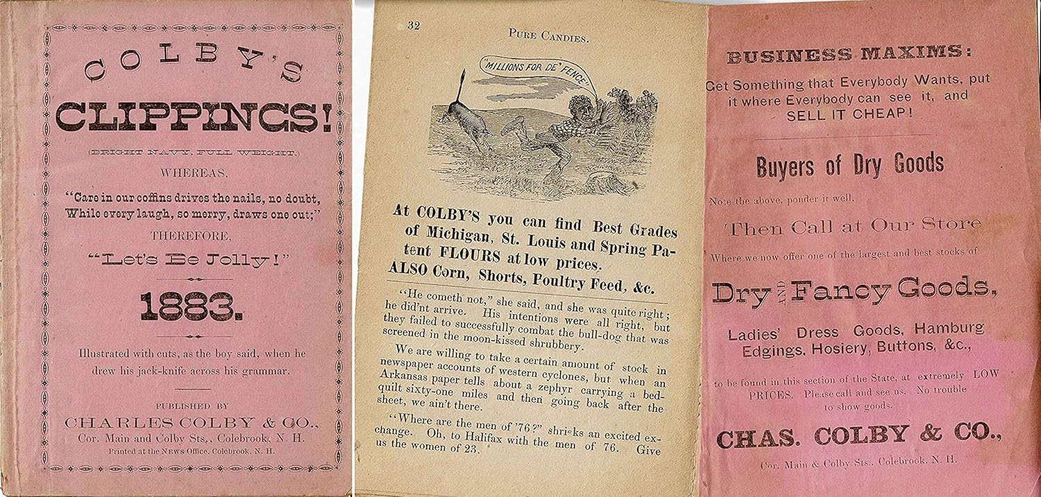 COLBY'S CLIPPINGS Colby's Humerous Catalog Charles Colby