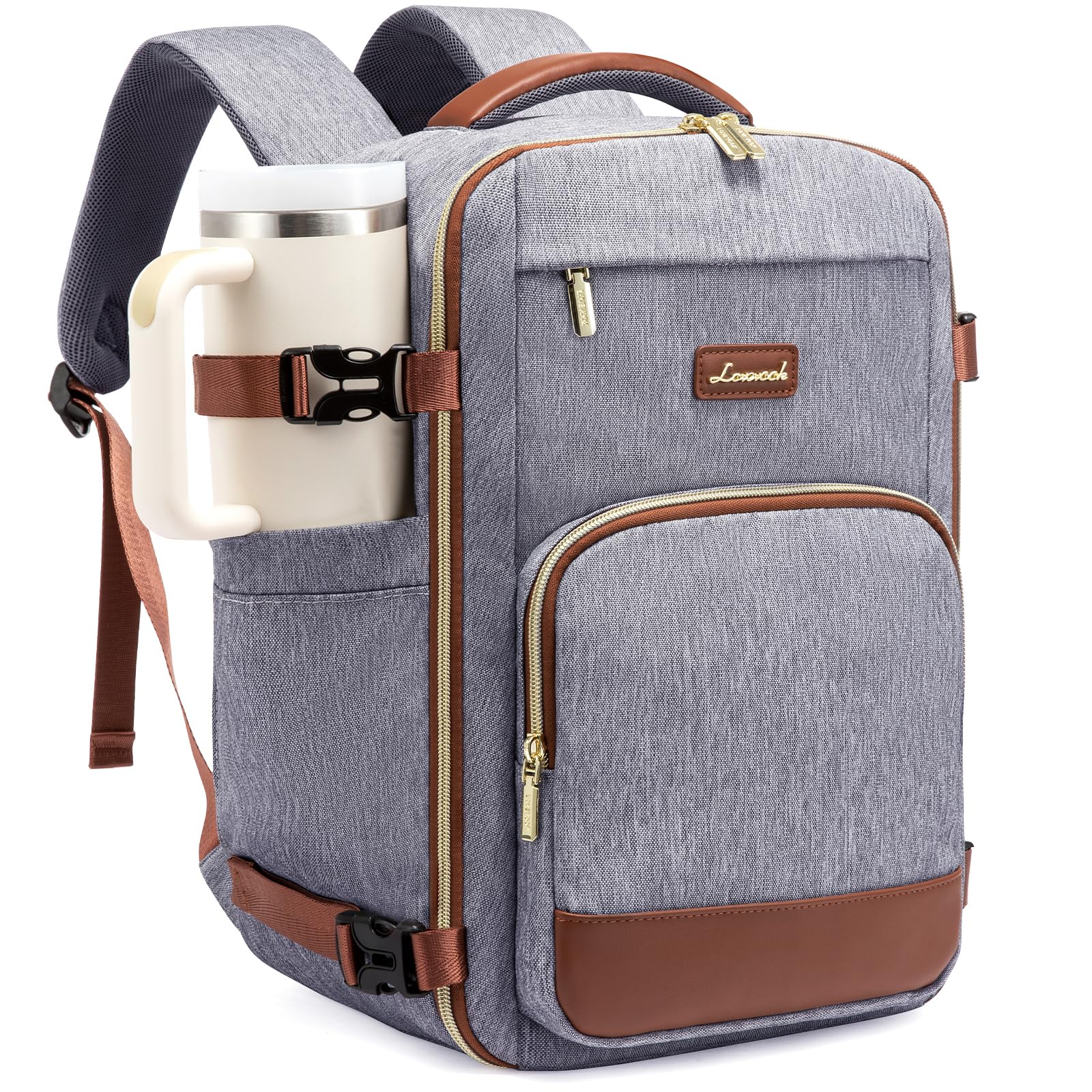 LOVEVOOK Handgepäck Rucksack, Rucksack Handgepäck Flugzeug, Groß Reiserucksack Damen Spritzwasserfest, Travel Backpack für Reise und Business, Urlaub Must Haves