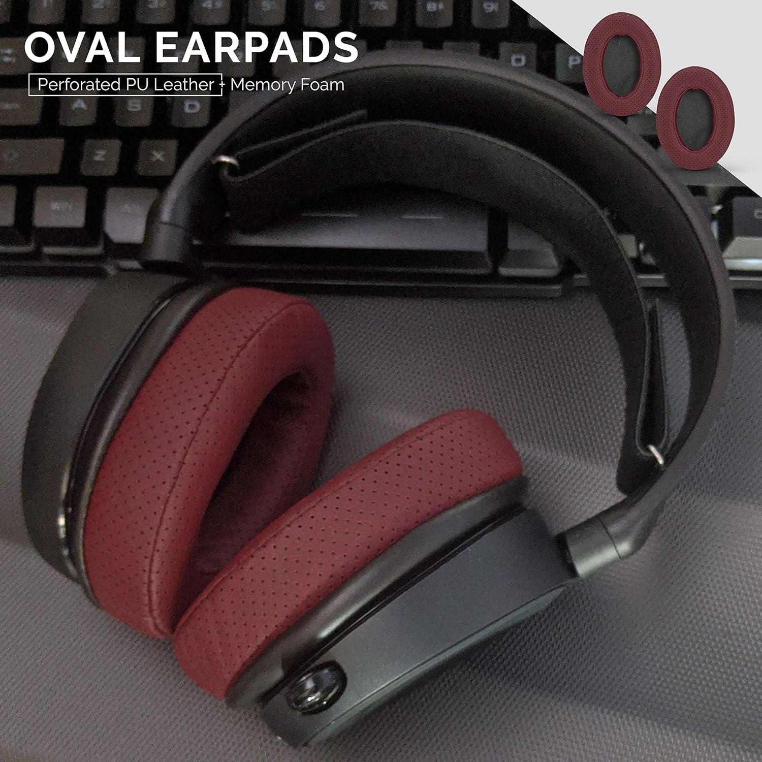 Brainwavz Replacement Memory Foam Earpads - Suitable for Many Other Large Over The Ear Headphones - AKG, HifiMan, ATH, Philips, Fostex (Perforated Red)