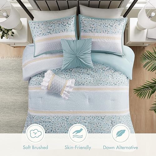 Miniatura 3 de Madison Park Juego de edredón, juego de edredón floral de sirsaca tamaño Queen, edredones de microfibra, edredón ligero para todas las estaciones,