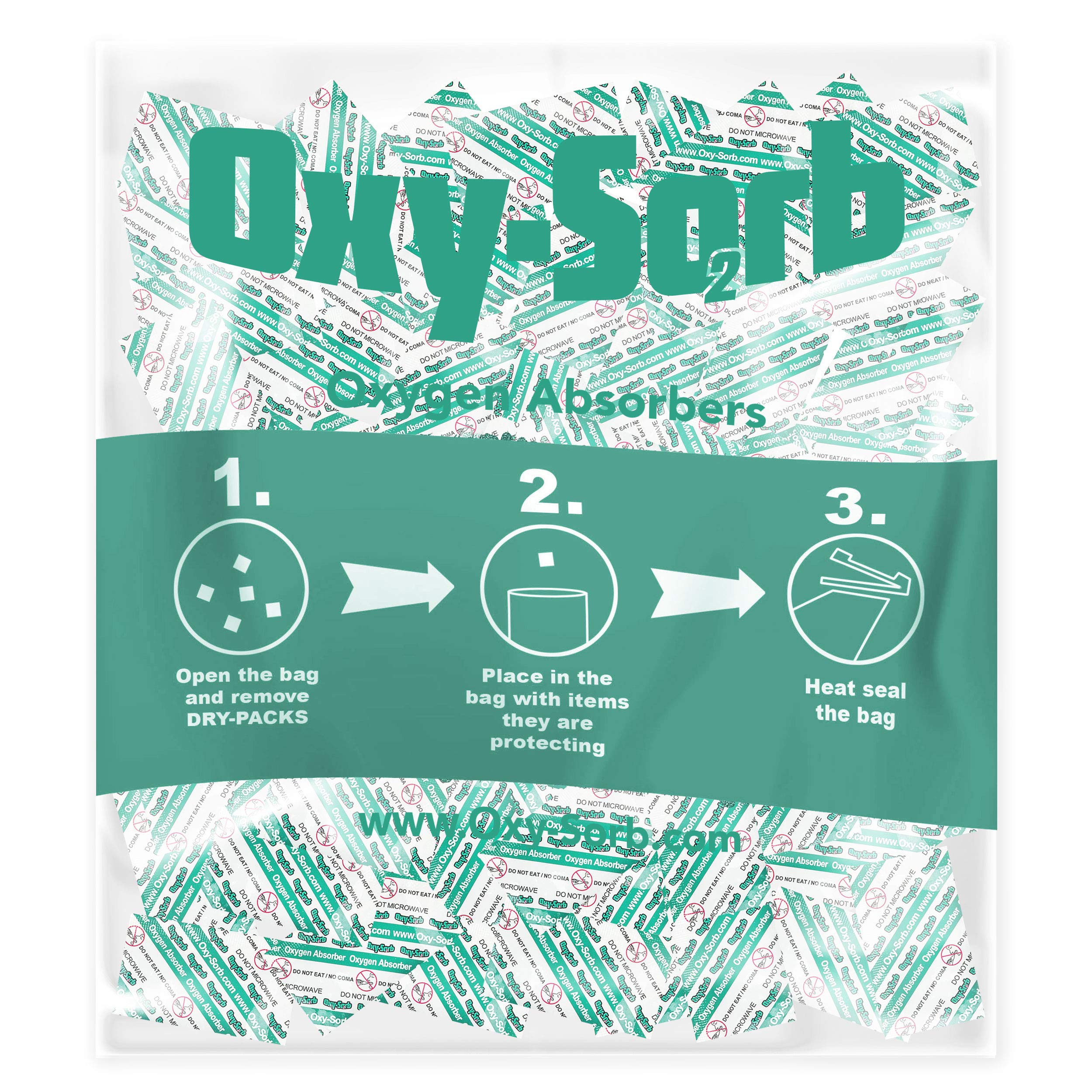Oxy-Sorb Oxygen Absorber for Mylar Bags - 100cc Food Grade Oxygen Absorbers, Moisture Absorbing Packs for Long Term Food Preservation & Food Storage, Pack of 300