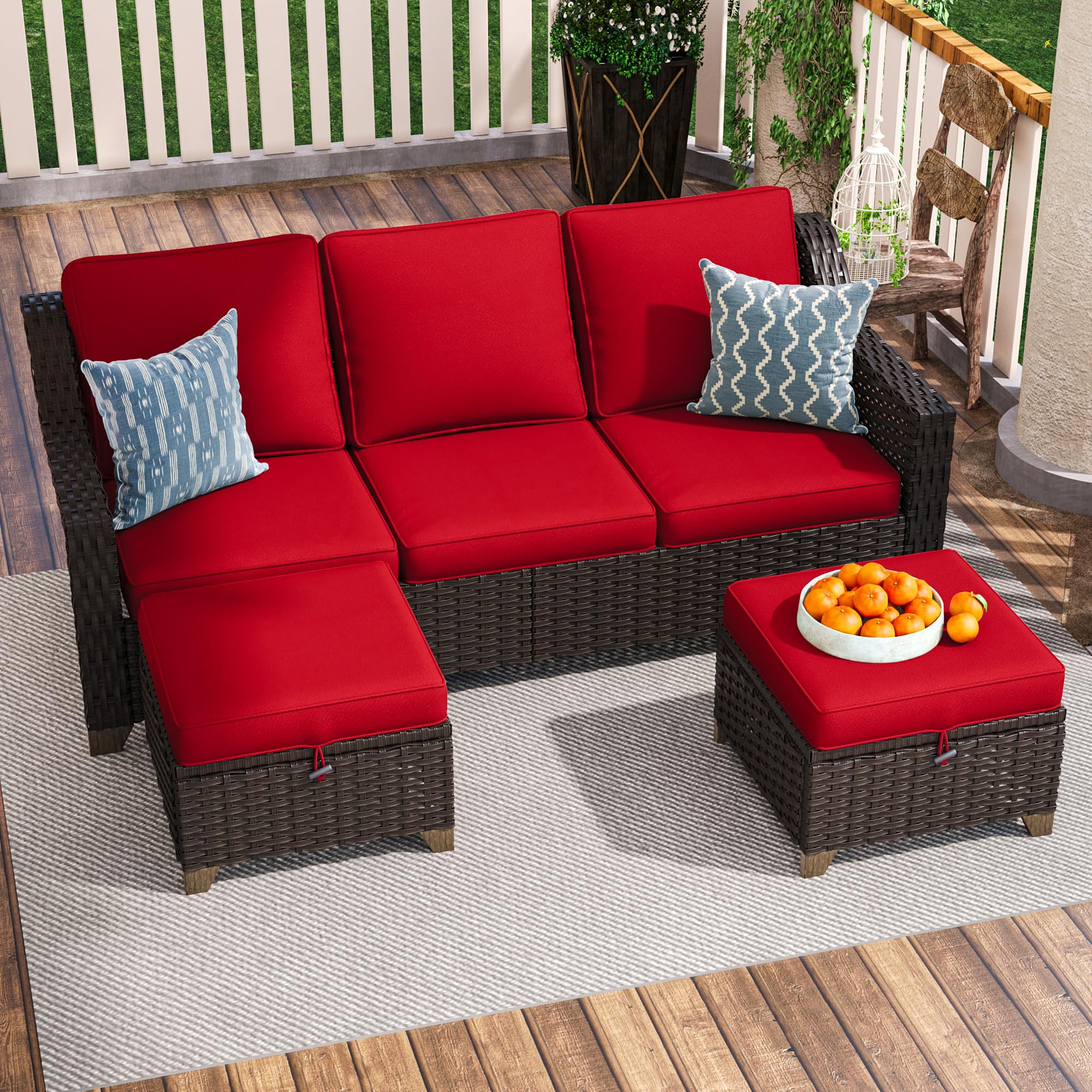 3 Piece Patio Furniture Set, Wicker Outdoor Conversation Set