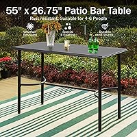 Vista 3 de PHI VILLA Mesa de bar de patio al aire libre para 4-6, mesa rectangular de barra de altura de mostrador con marco de acero de metal para todo tipo