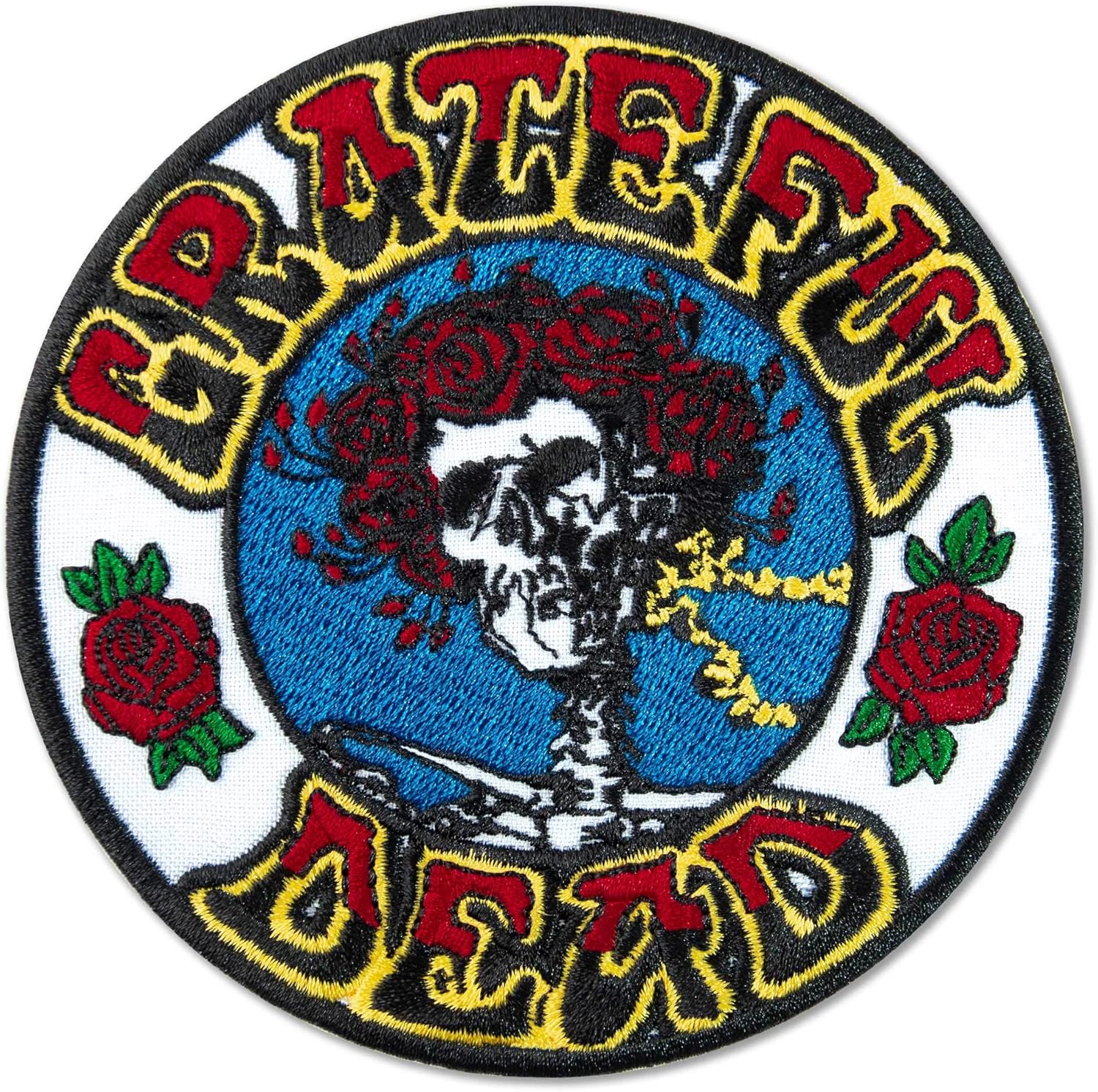 Grateful Skull and Roses Logo Music Rock Band Embroidered Patch Iron On (4.4" x 4.3")