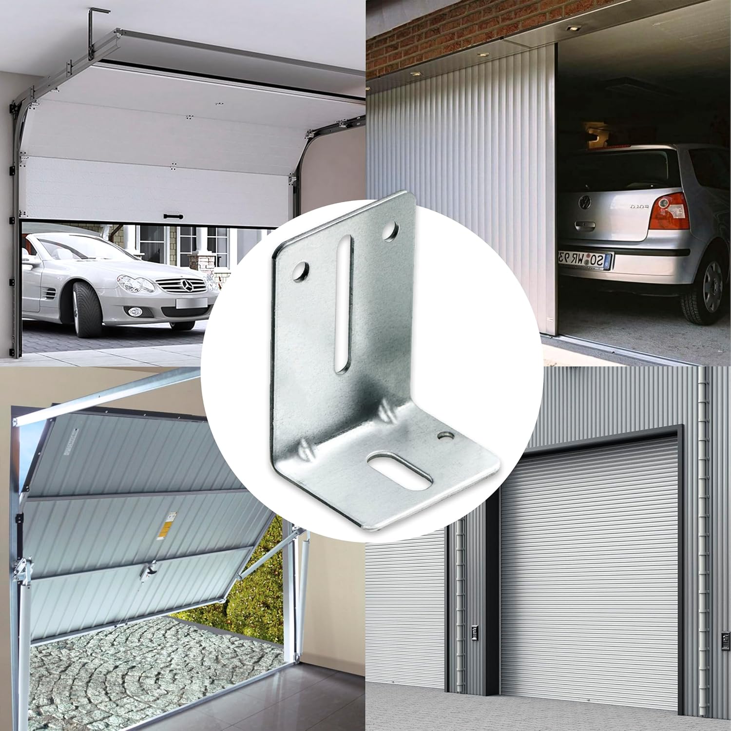 Garage Door Track Jamb Bracket J6, 4 Pack L-Shape Wall Mount Frame Brackets, Durable Galvanized Steel Hardware Kit, Includes 8 Bolts & Nuts for Track Support