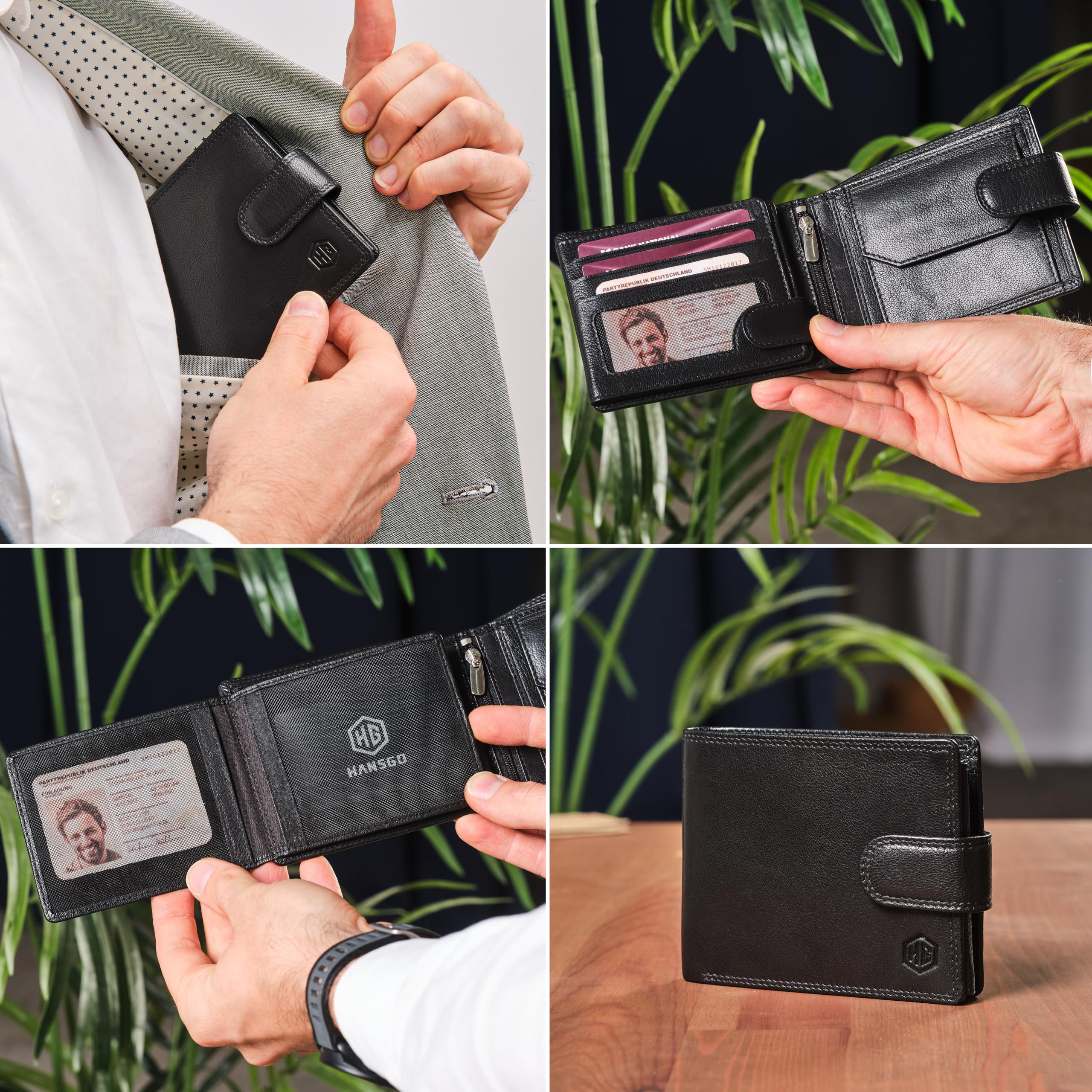 HansGo Carteras para Hombre Piel - Monedero con Estilo - Cartera Hombre Hecha a Mano Cuero Auténtico - Billeteras con RFID - La Cartera Cómoda - Wallets for Men - Regalos Originales.