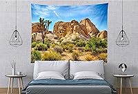 Vista 3 de BELECO Tapiz del desierto de Joshua Tree Paisaje, Parque Nacional, árboles extraños, tapiz de montañas rocosas, cielo azul, paisajes naturales