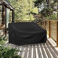 Vista 7 de Funda impermeable para sofá biplaza de patio, funda de sofá biplaza de 2 plazas para exteriores, fundas para muebles de patio con ventilación y Negro
