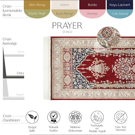 Cool Carpet Prayer 01 Red Prayer Rug Thick Prayer Rug Dowry Bride Groom Double Bundle Prayer Rug