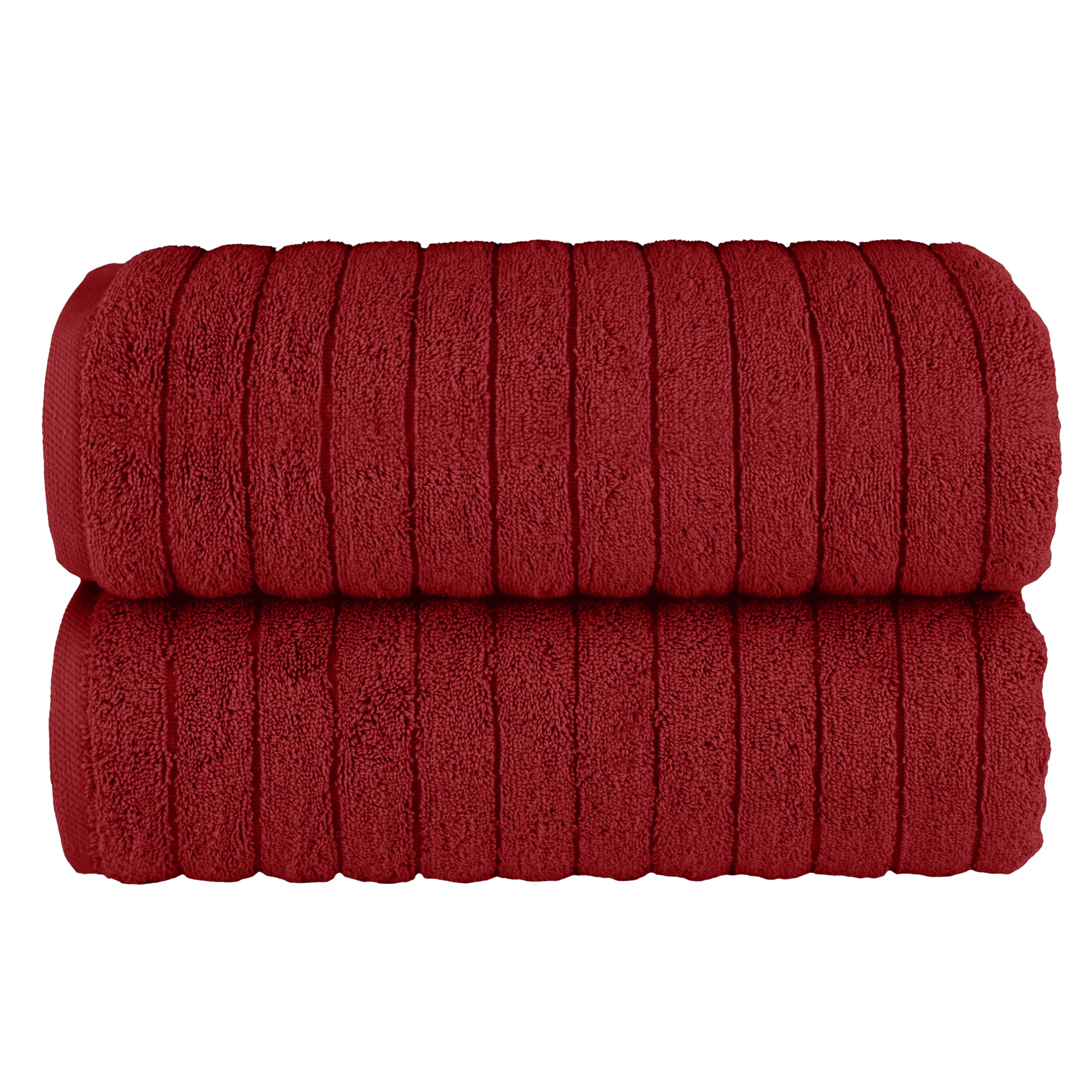 Elegant Comfort 100% Turkish Cotton Corduroy Ribbed Luxury Soft 2 Pack Bath Towels 27 x 54 Inch - Ultra Plush, Absorbent, Quick Dry, Hotel Spa Quality Towels for Bathroom Essentials, Burgundy