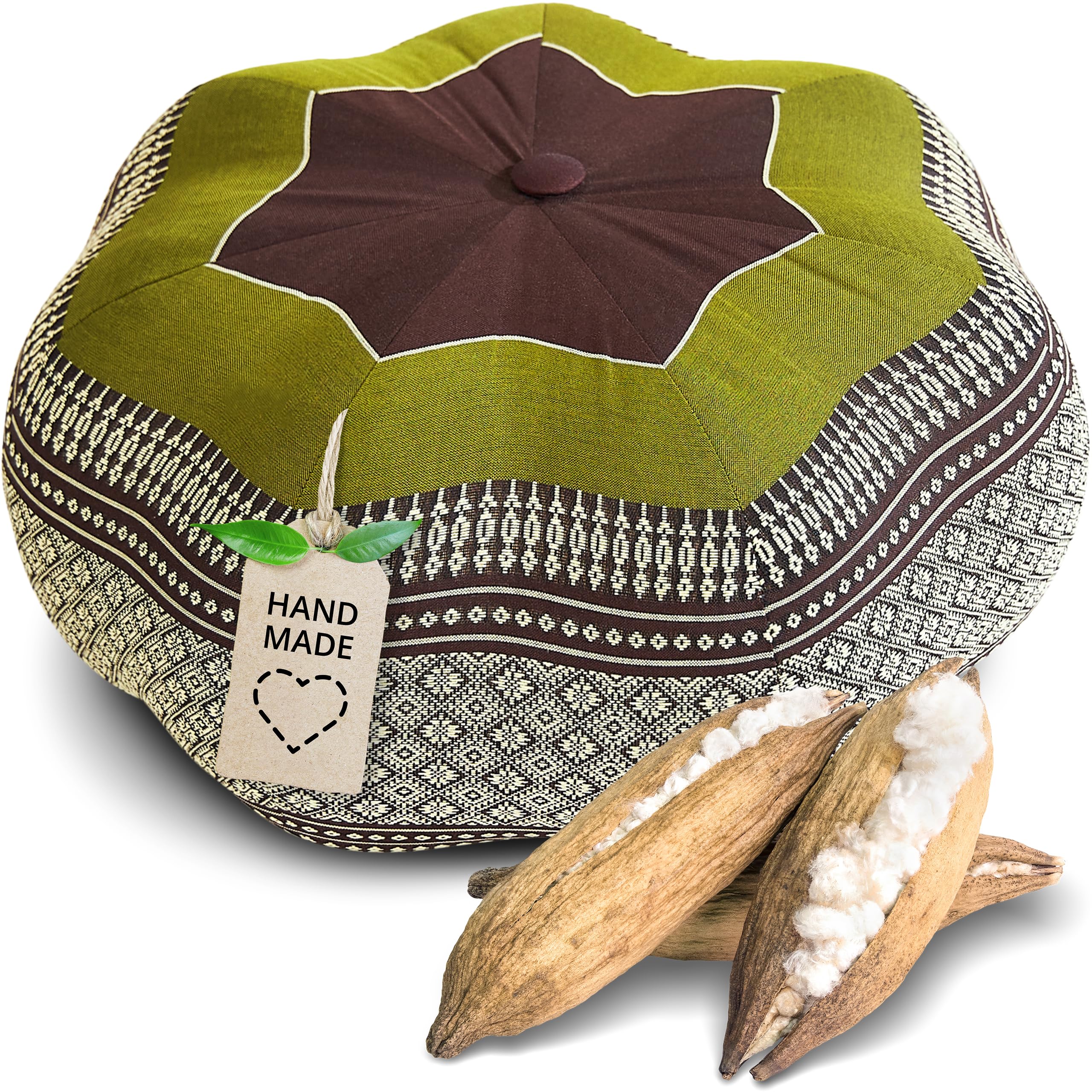 livasia Meditationskissen Stern groß - Ø 40x20cm - Yogakissen mit Kapok, Pouf, Bodenkissen sternförmig Yoga Zen Meditation, Zafukissen Garten Balkon, Sitzkissen handgefertigt