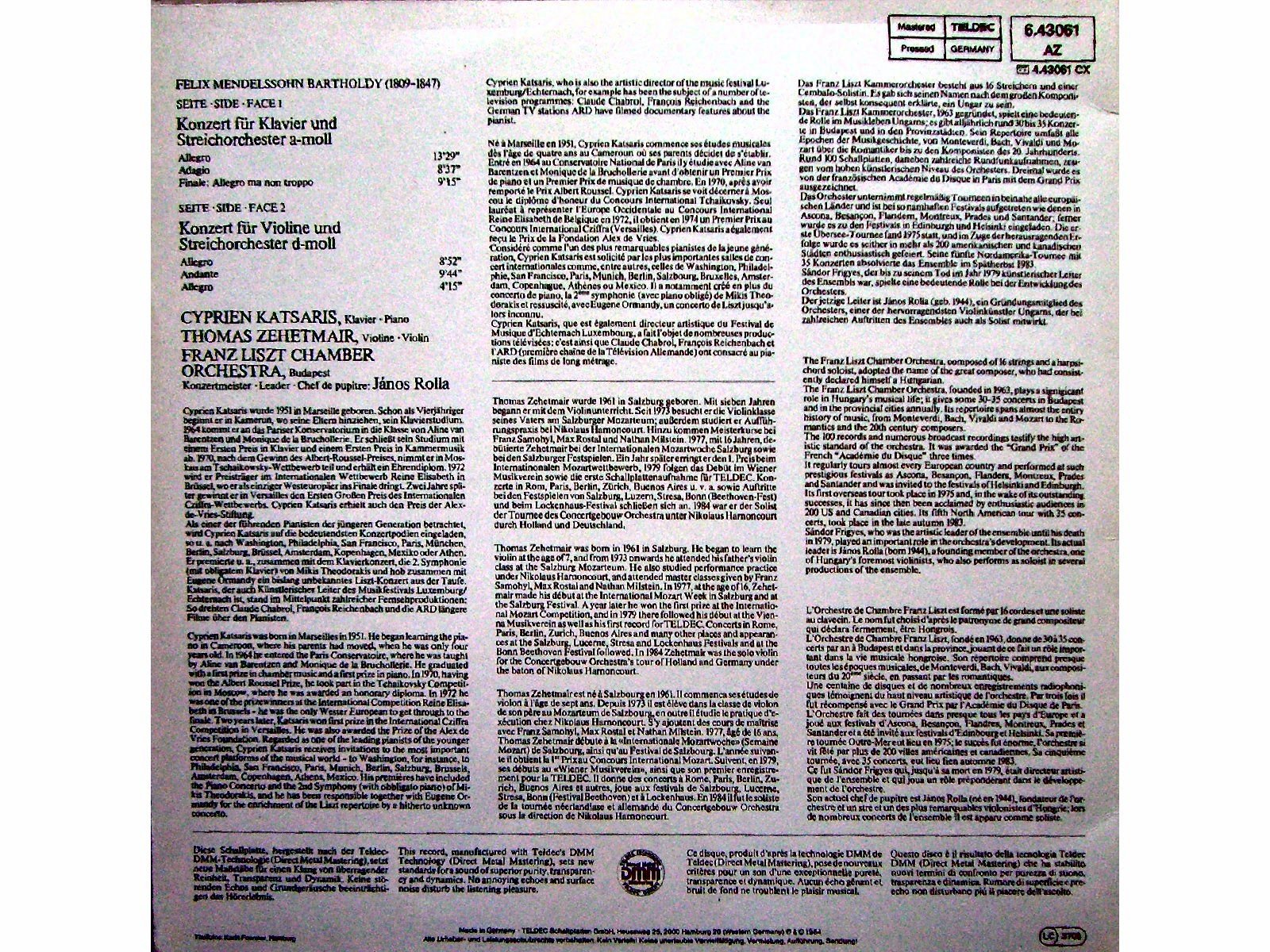 Concertos For Violin D Minor - Piano A Minor [Vinile LP record]