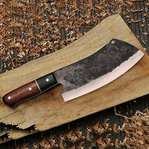 Miniatura 5 de Cuchillo de chef serbio un auténtico cuchillo de carne forjada con acero de alto carbono premium y funda protectora de cuero (mango de micarta de
