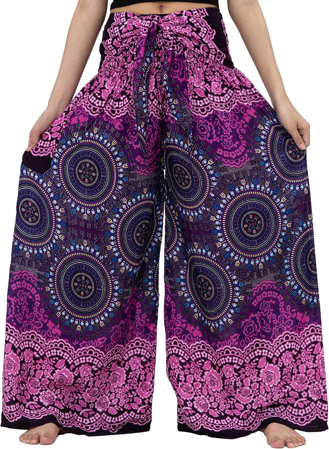 B BANGKOK PANTS Women's Boho Palazzo Pants Yoga Wide Leg Pants