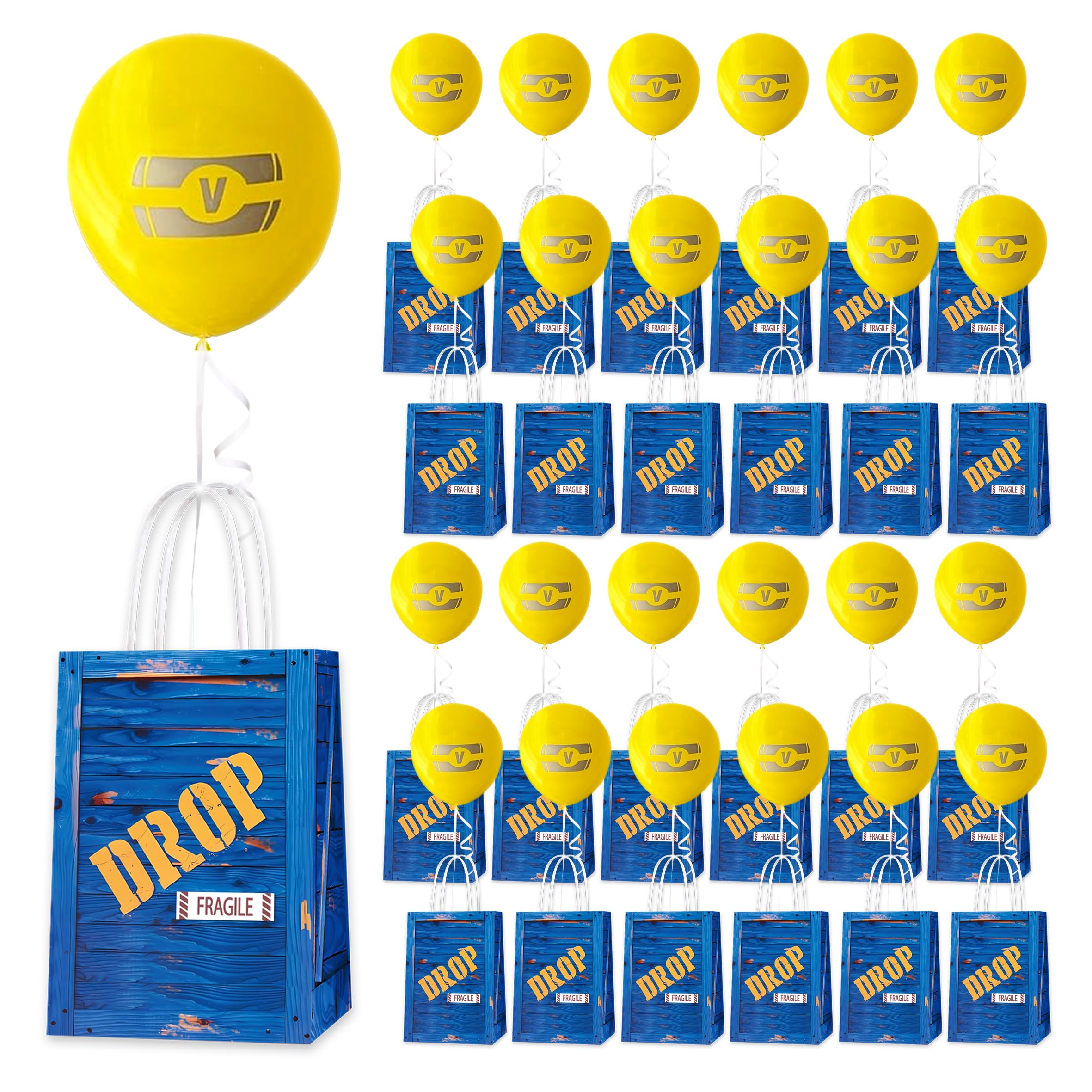 JenJen Tradition Video Game Theme Party Favors Balloons Birthday Party Decorations Blue Drop Box Goodie Bags Candy Gift Bags With Handles 24 Pack